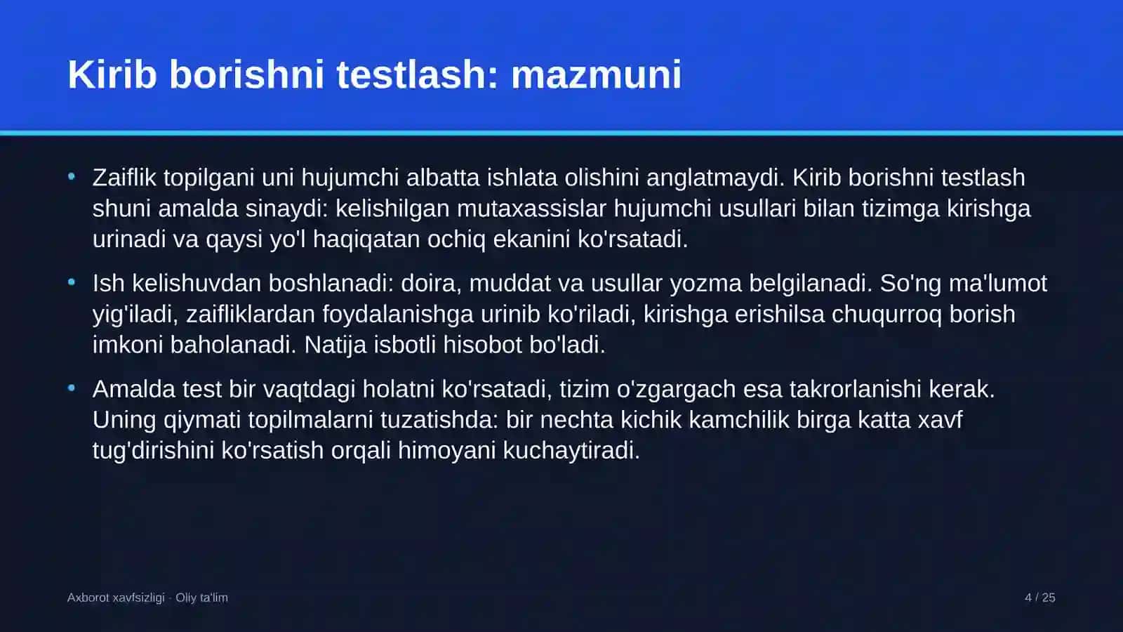Energiya auditi tashkilotlarida kirib borishni testlash 4