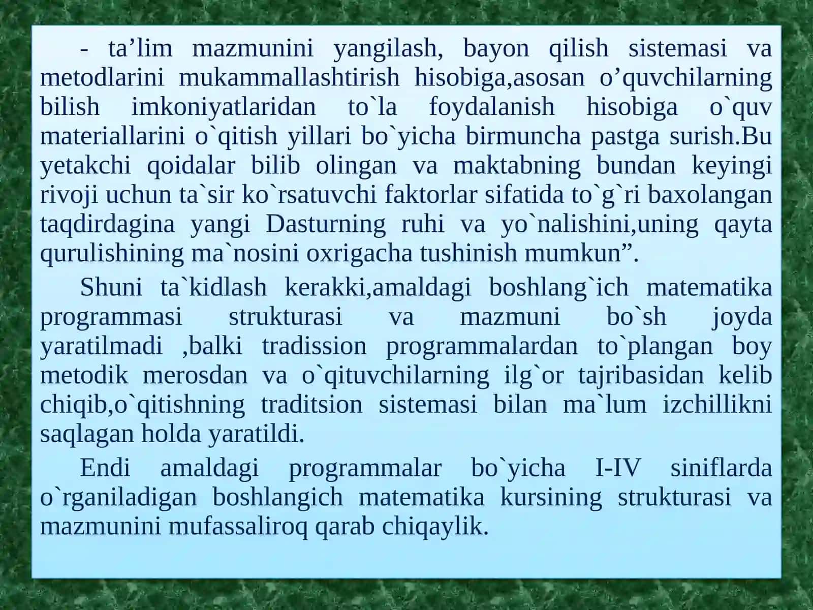Boshlang’ich sihmatematika darslari 4