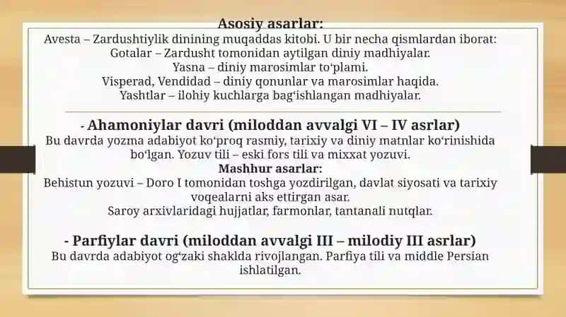 Qadimgi Eron Adabiyoti 4