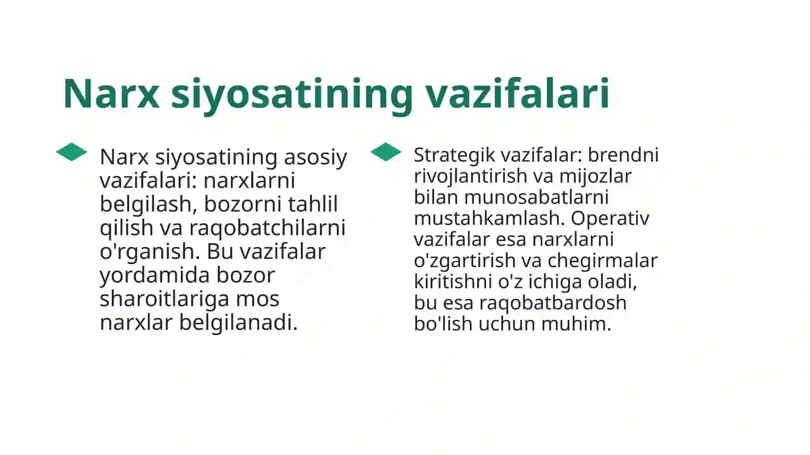 Raqobat sharoitida narx siyosati 4