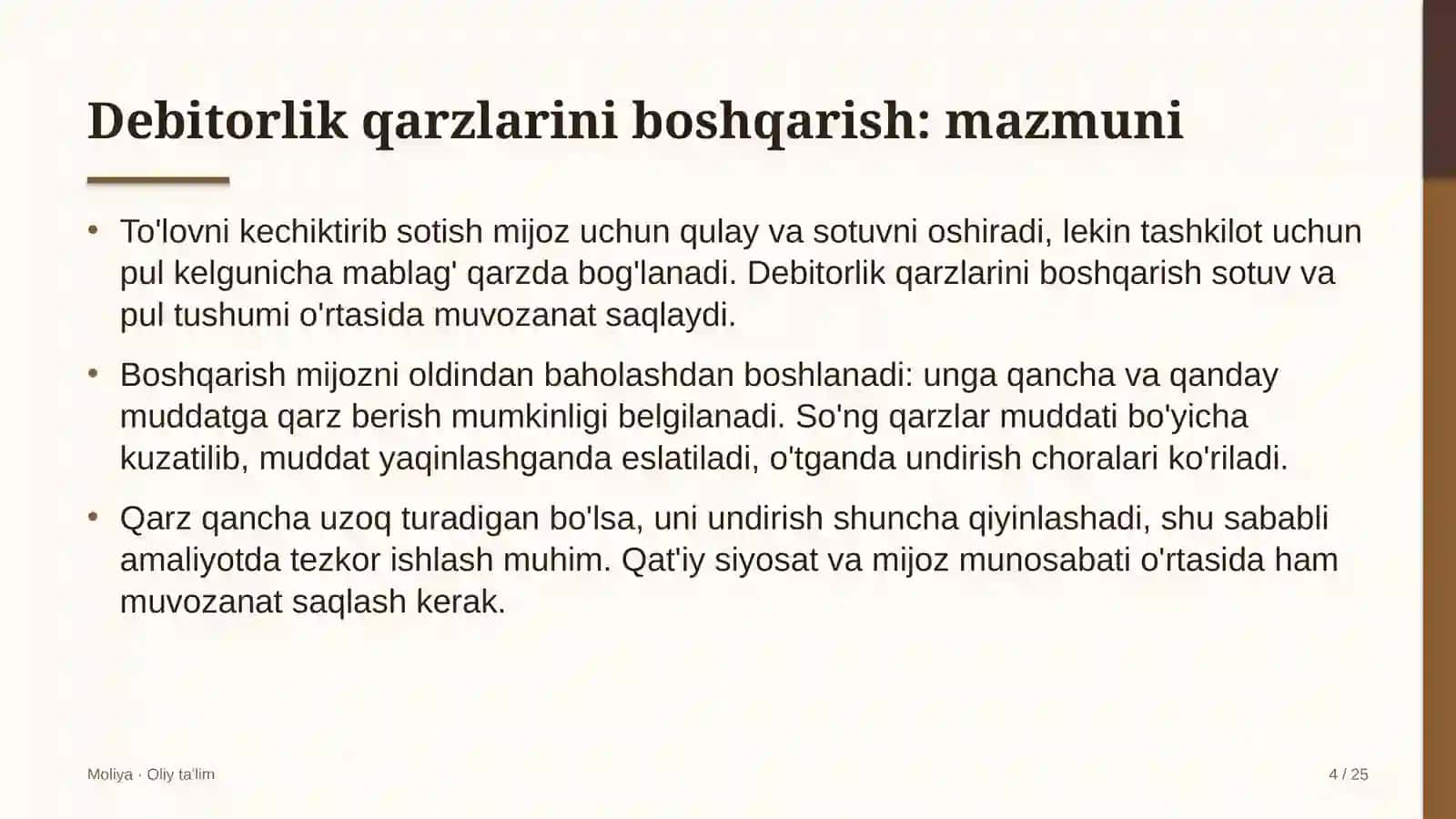 Axborot agentliklarida debitorlik qarzlarini boshqarish 4