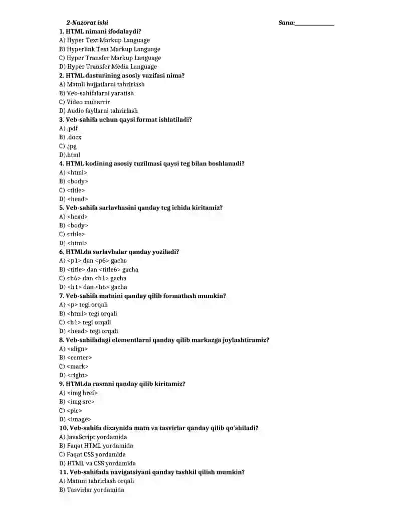 8-sinf informatika test yillik 4