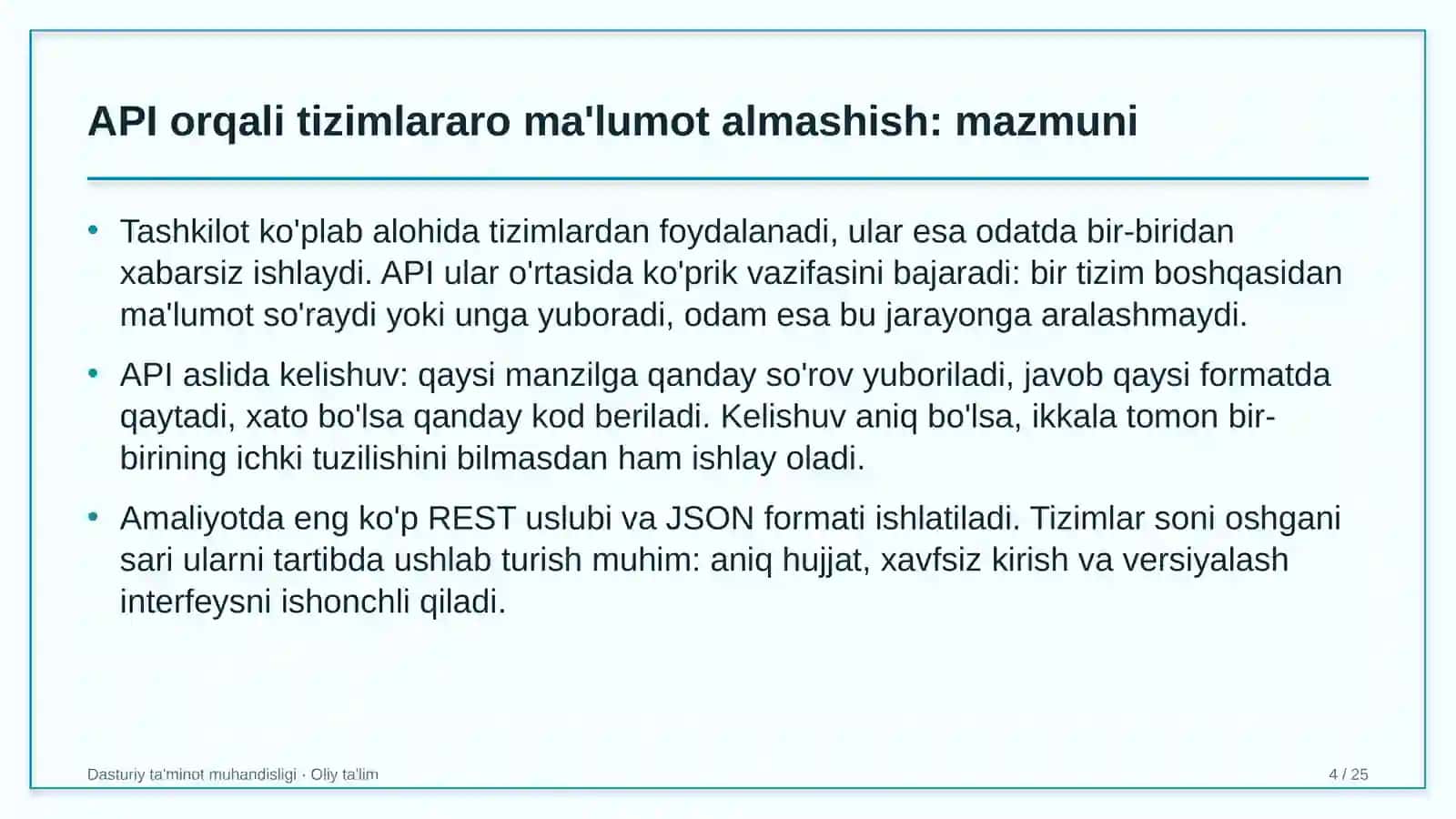 Tog'-chang'i majmualarida API orqali tizimlararo ma'lumot almashish 4