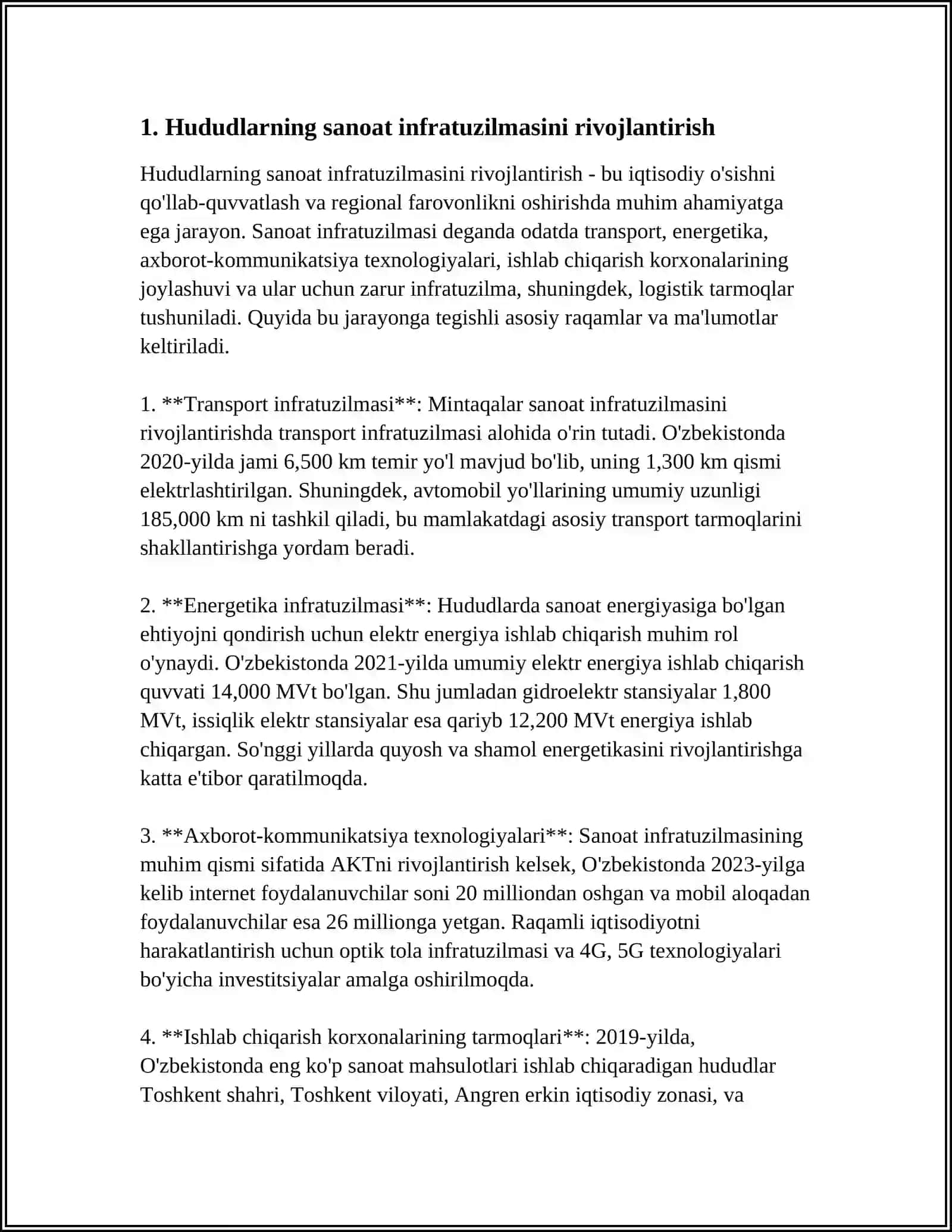 KELAJAKNI HUDUDLARNI ISHLAB CHIQARISHNI RIVOJLANISH VA IJTIMOIY-IQTISODIY BAZASINI SHAKLLANTIRISH 4