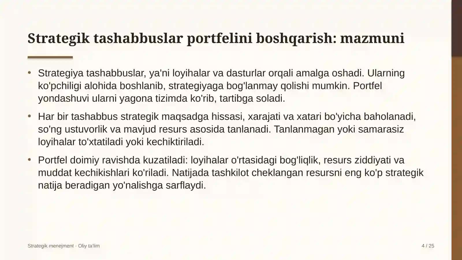 Strategik tashabbuslar portfelini boshqarish 4