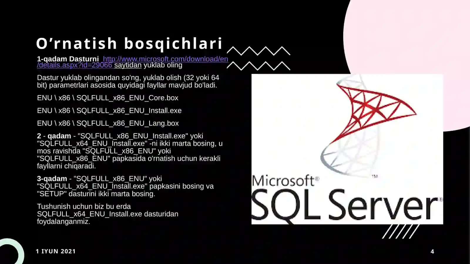 SQL server muhitiga kirish va uni Windows OSga o’rnatish 4
