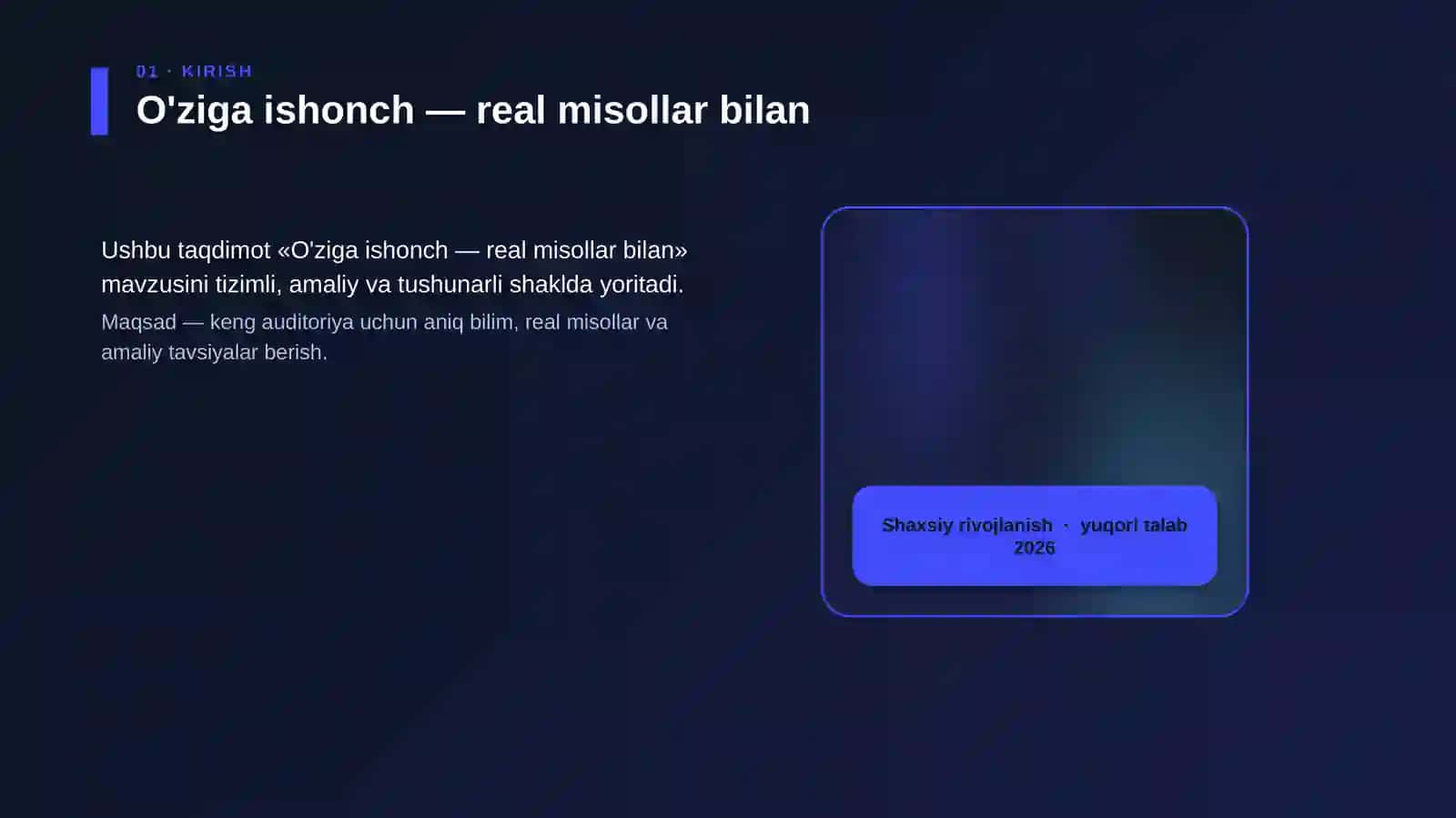 O'ziga ishonch — real misollar bilan 4