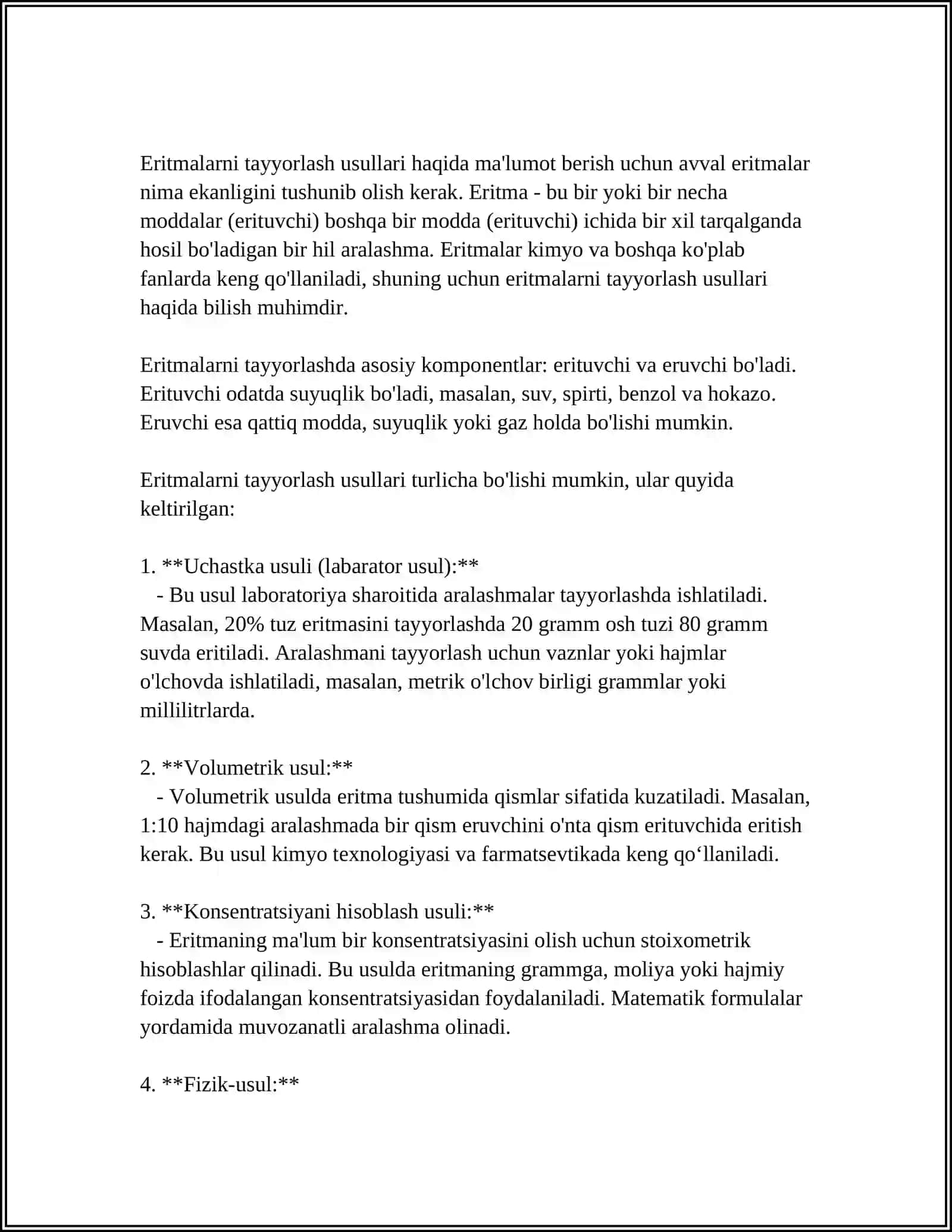 MUSTAQIL ISH Mavzu: ERITMALAR 4