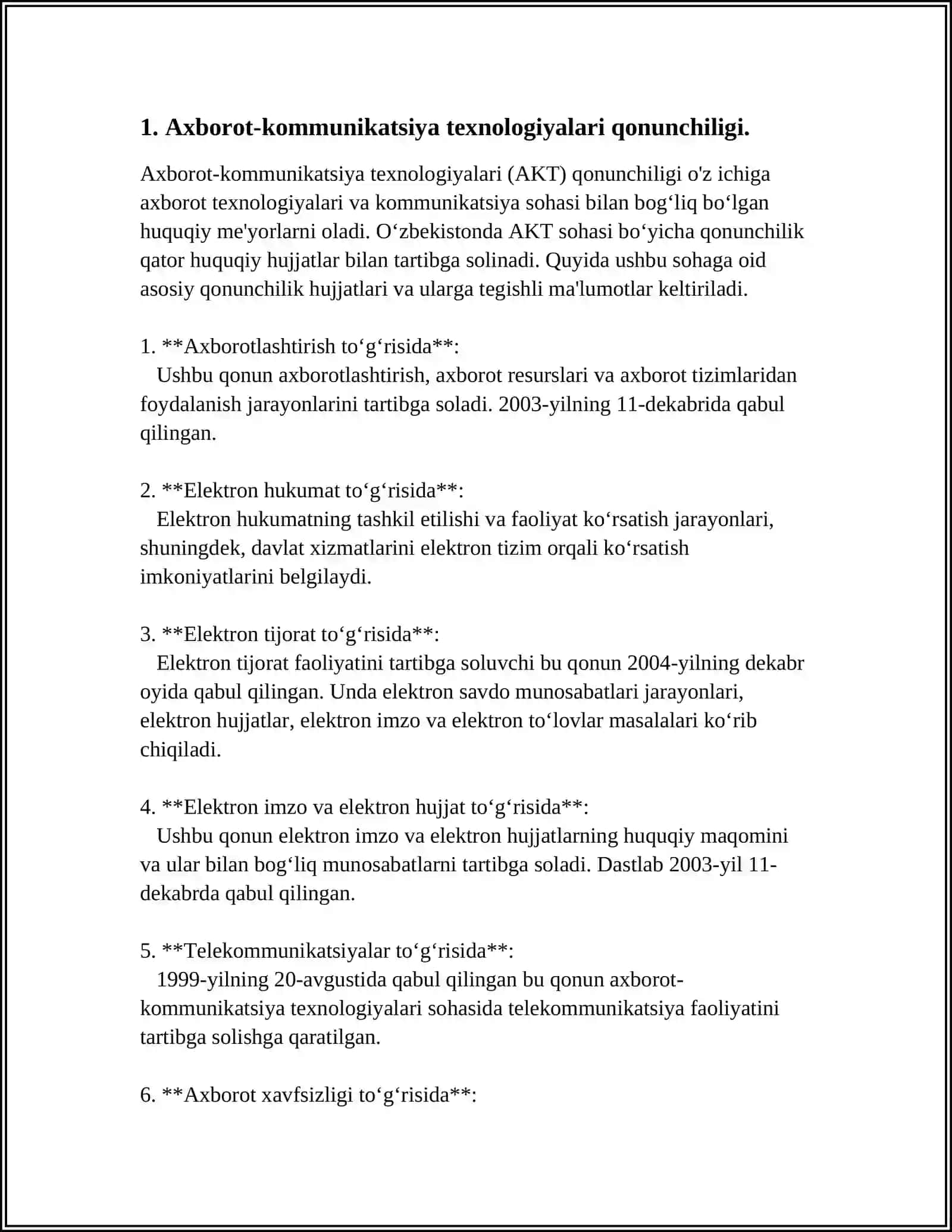 Axborot-kommunikatsiya texnologiyalari qonunchiligi 4