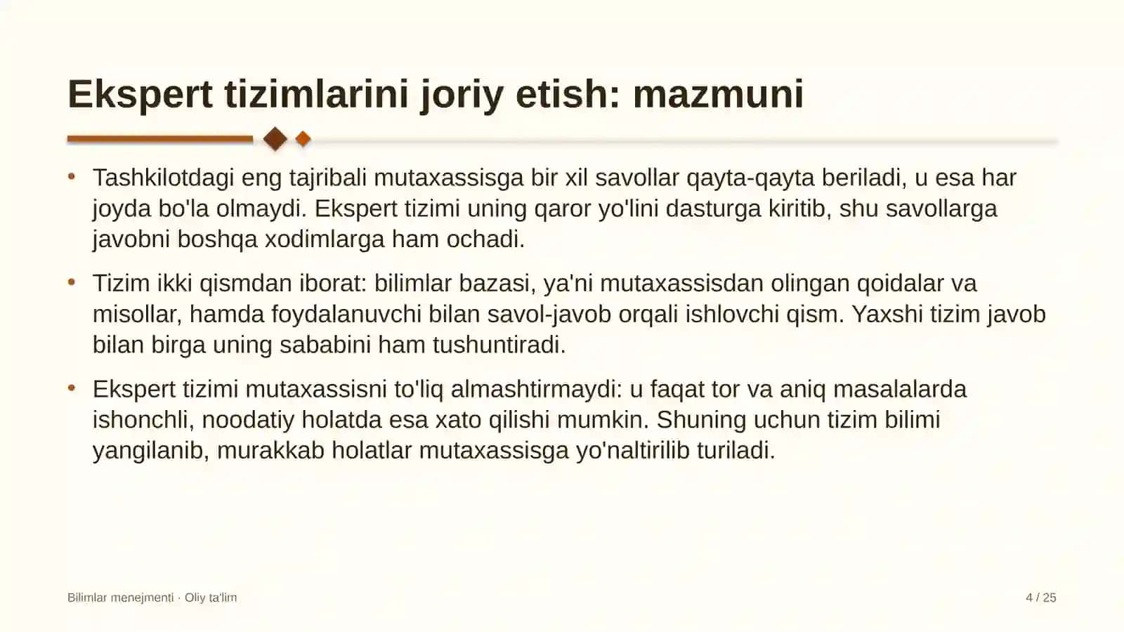 Ekspert tizimlarini joriy etish: mohiyati 4