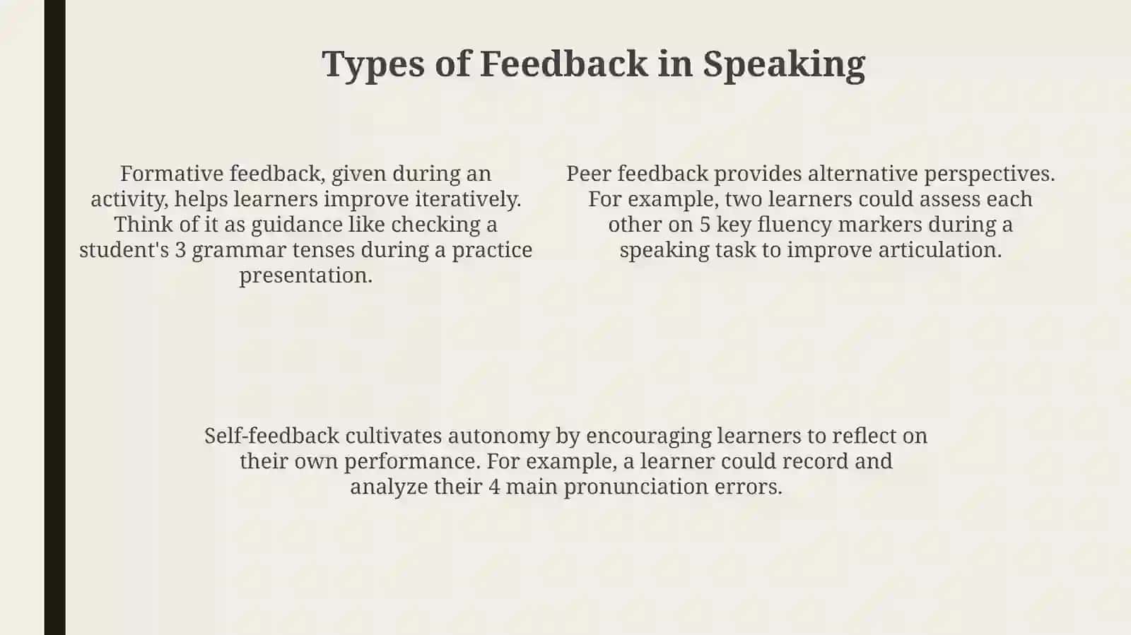 The Role of feedback in developing speaking and its types 4