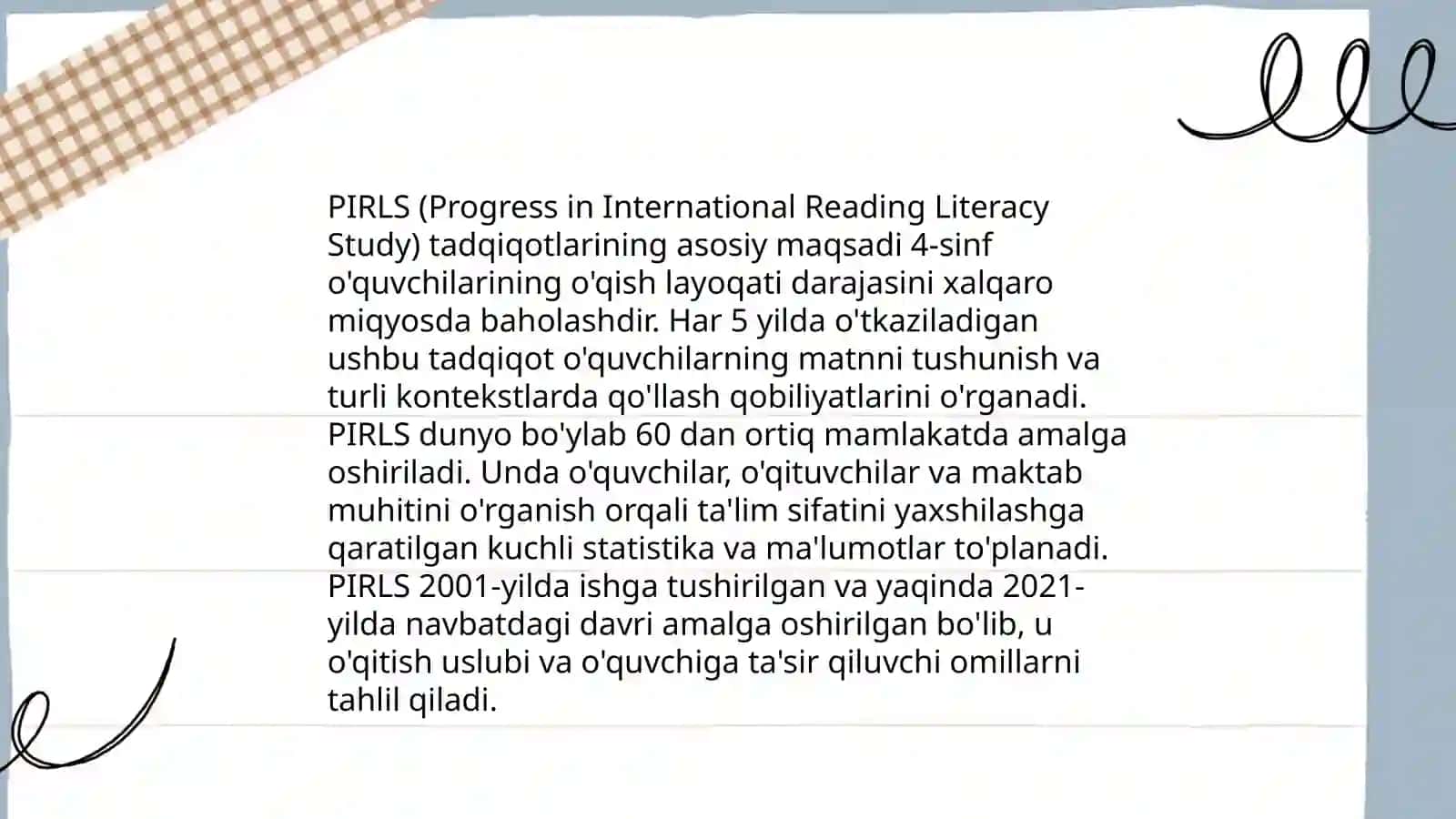 PIRLS xalqaro baholash dasturi 4