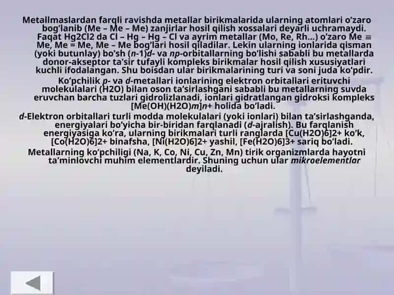 Metallar. Umumiy xossalari 4