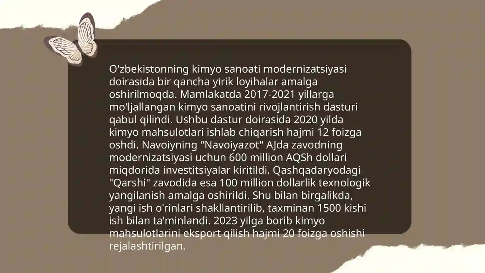 Kimyo sanoati sohasidagi o'zgarishlar 4
