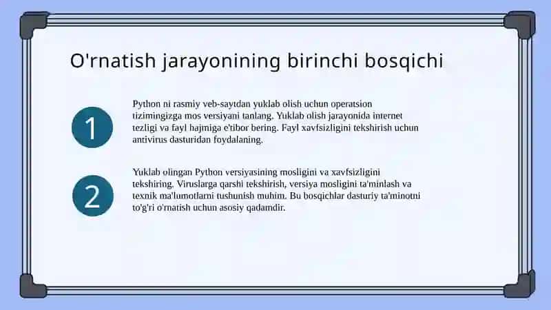 Python dasturlash tilini o'rnatish 4
