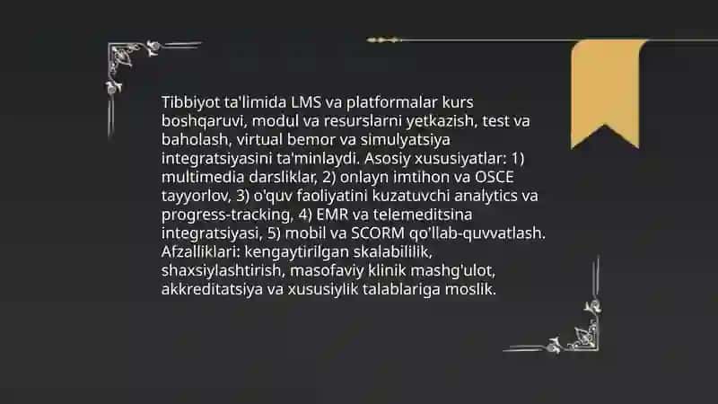 Tibbiyotda elektron va masofaviy o'qitish 4