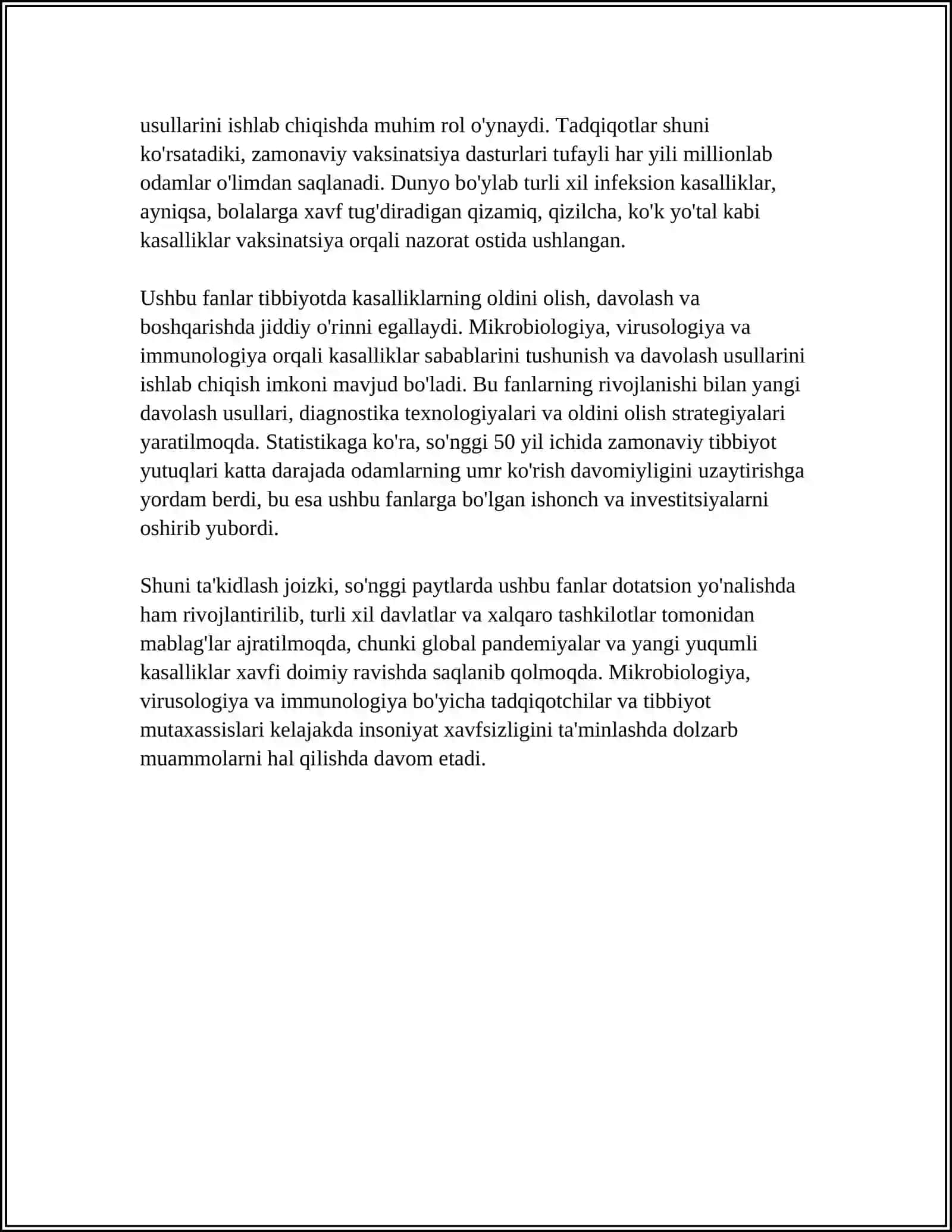 MIKROBIOLOGIYA, VIRUSOLOGIYA VA IMMUNOLOGIYA FANI TO' G'RISIDA FUSHUNCHA, ULARNING TIBBIYOTDAGI AXAMIYATI 4