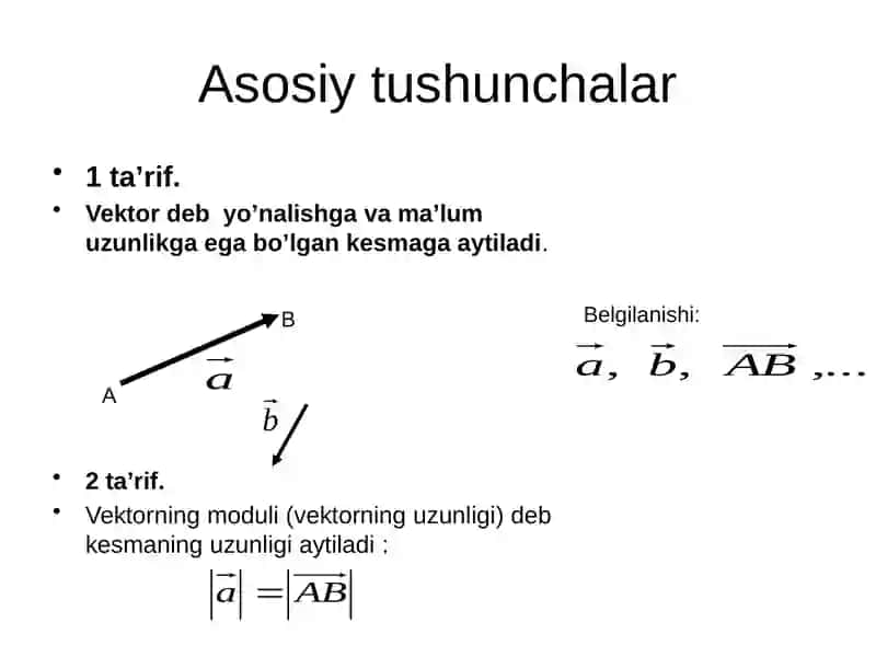 VЕKTORLAR USTIDA AMALLAR 4