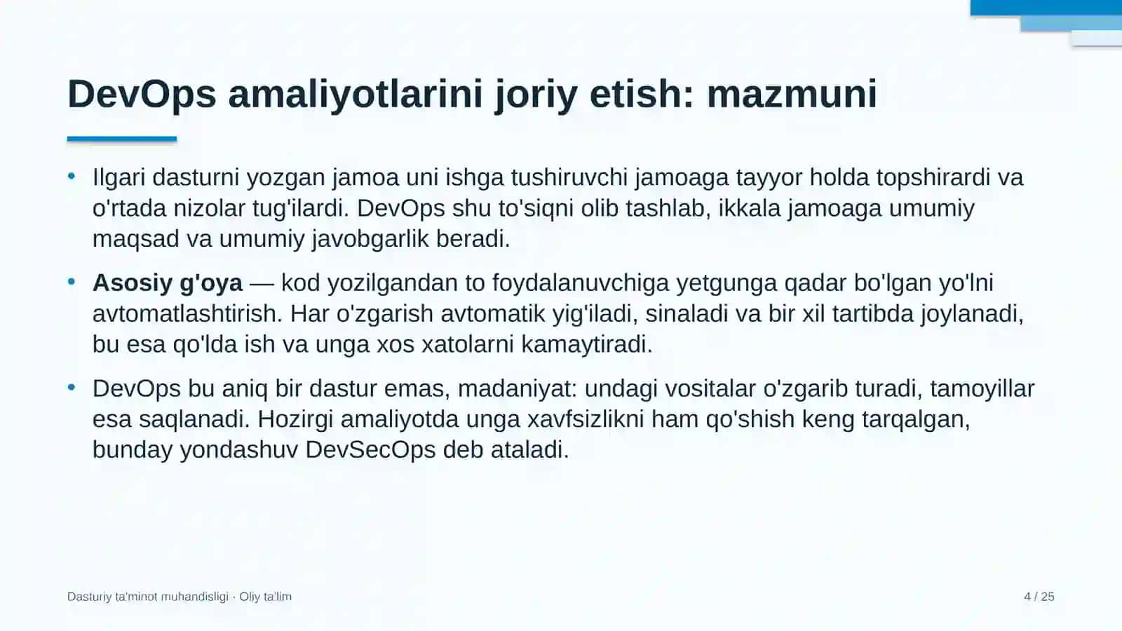 Ijtimoiy himoya tizimida DevOps amaliyotlarini joriy etish 4