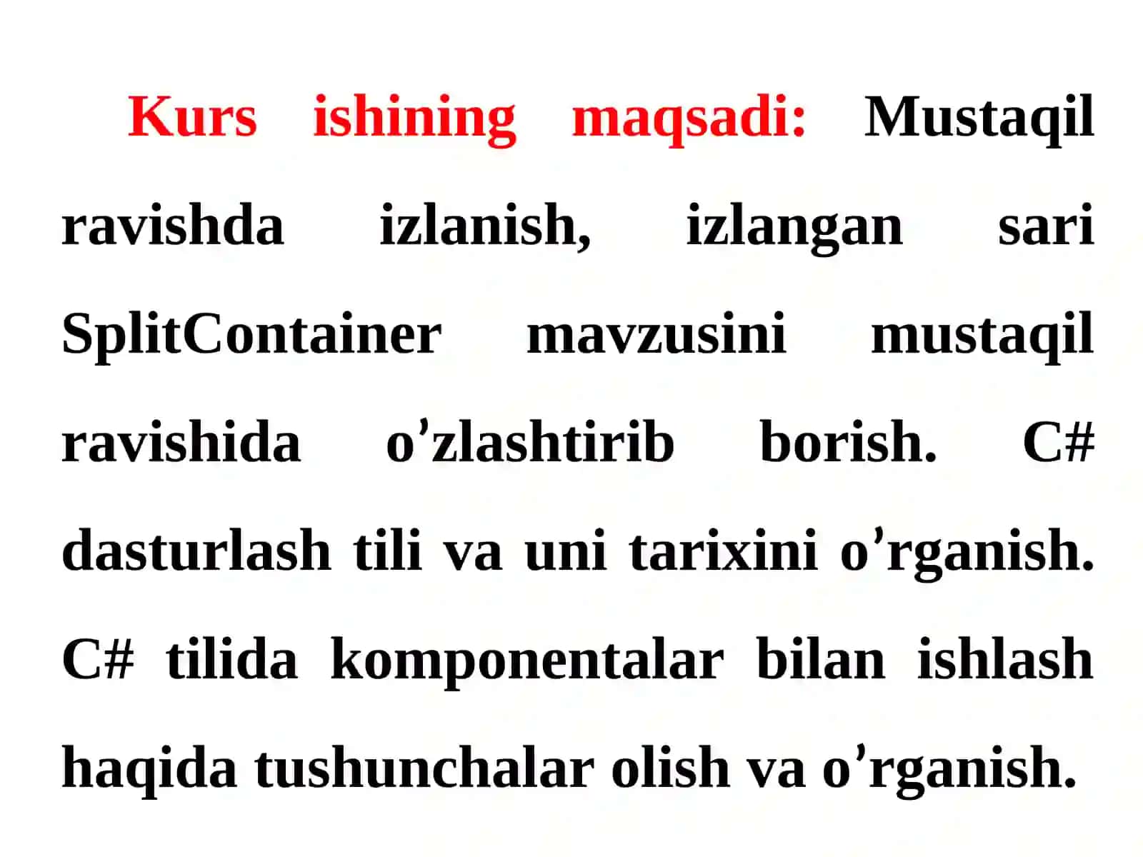 MAVZU: C# dasturlash tilida Split Container komponentasi yordamida dasturlar yaratish 4