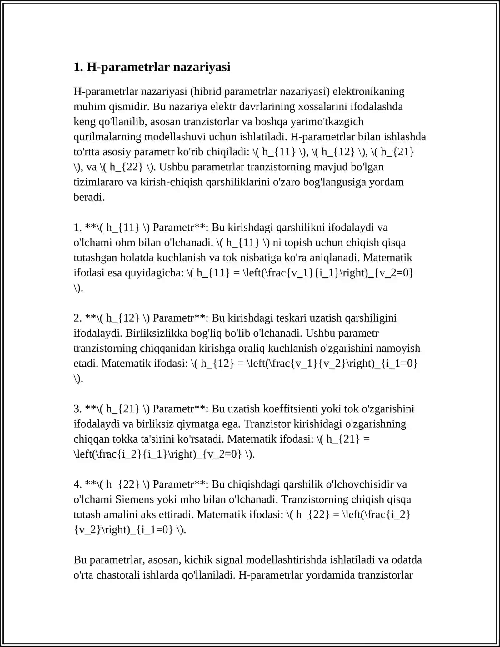 BT H-PARAMETRLARI 4
