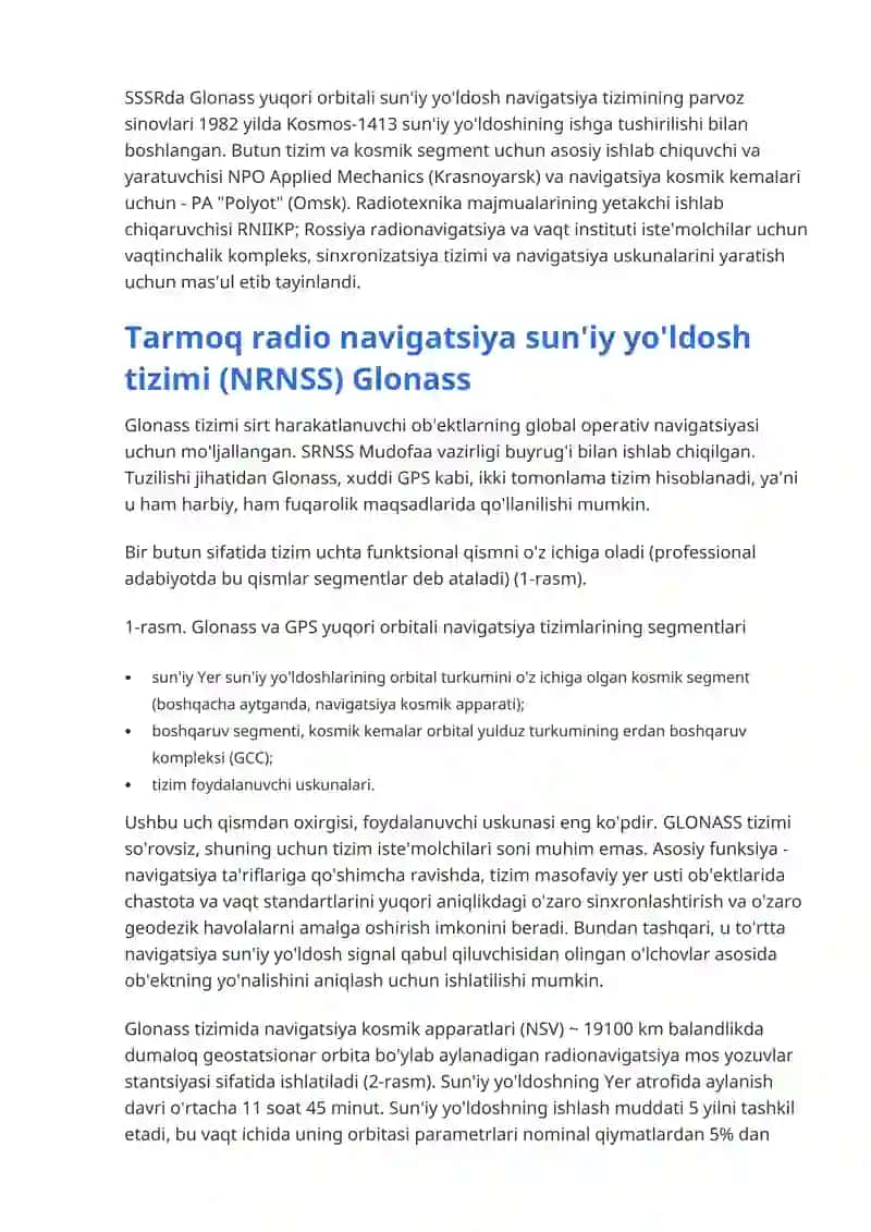 GLONASS va GPS sun'iy yo'ldosh navigatsiya tizimlari. 1-qism 4