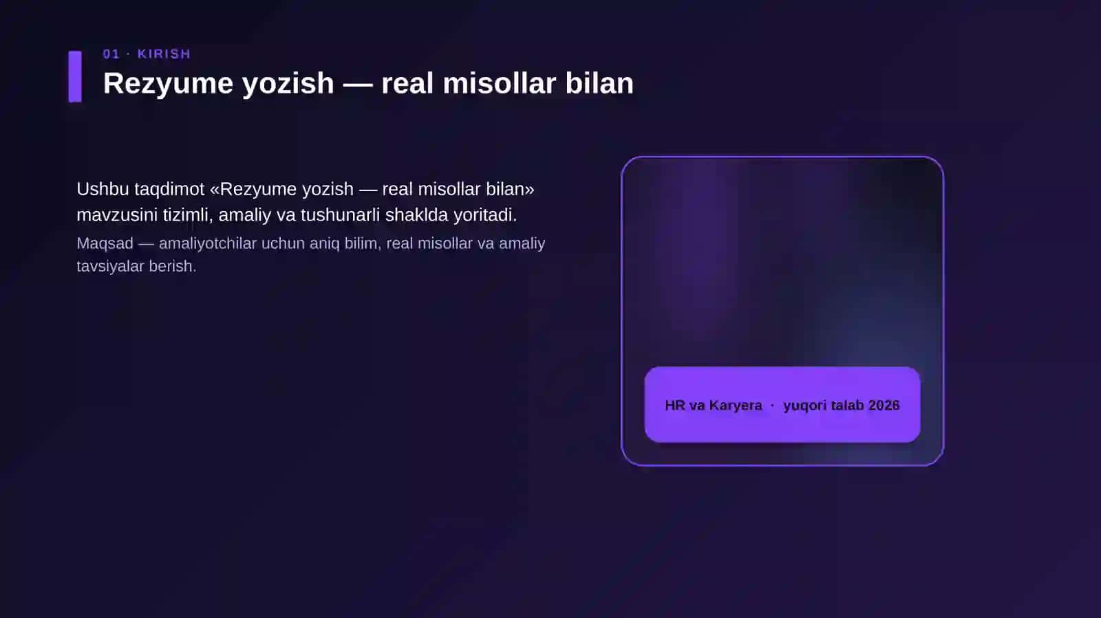 Rezyume yozish — real misollar bilan 4