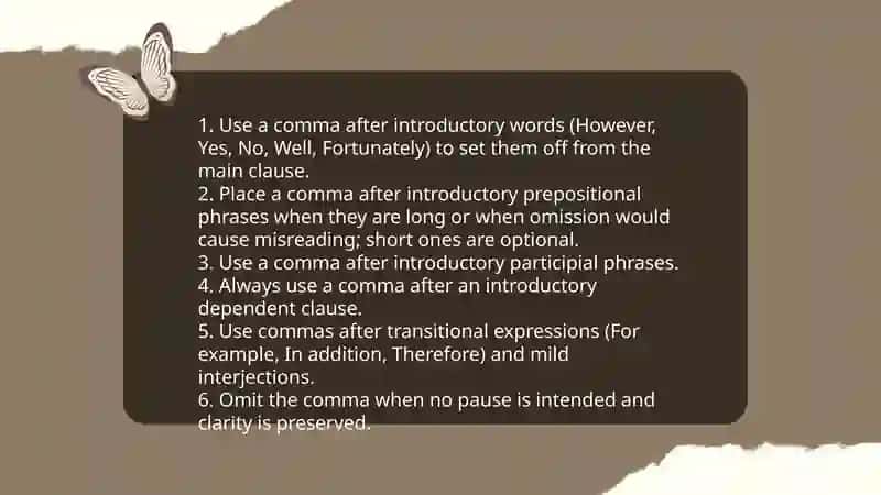 Punctuation rules (commas, colons, semicolons) 4