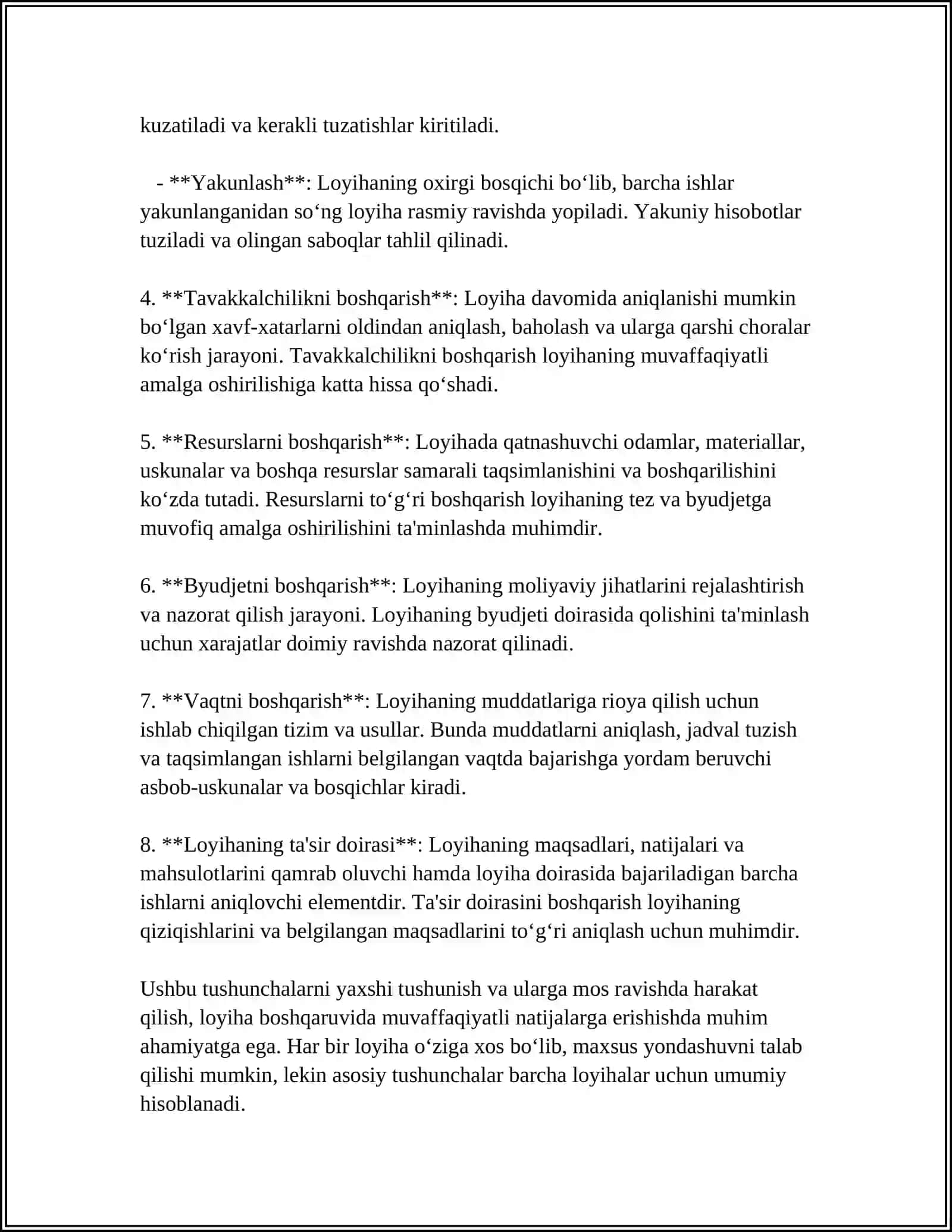 LOYIHALASH BOSQICHLARI VA ULARNING TARKIBI 4