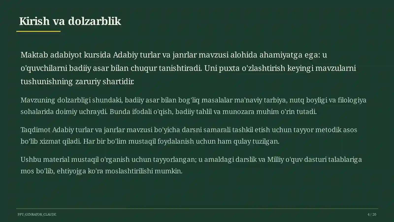 Adabiy turlar va janrlar (10-sinf) 4