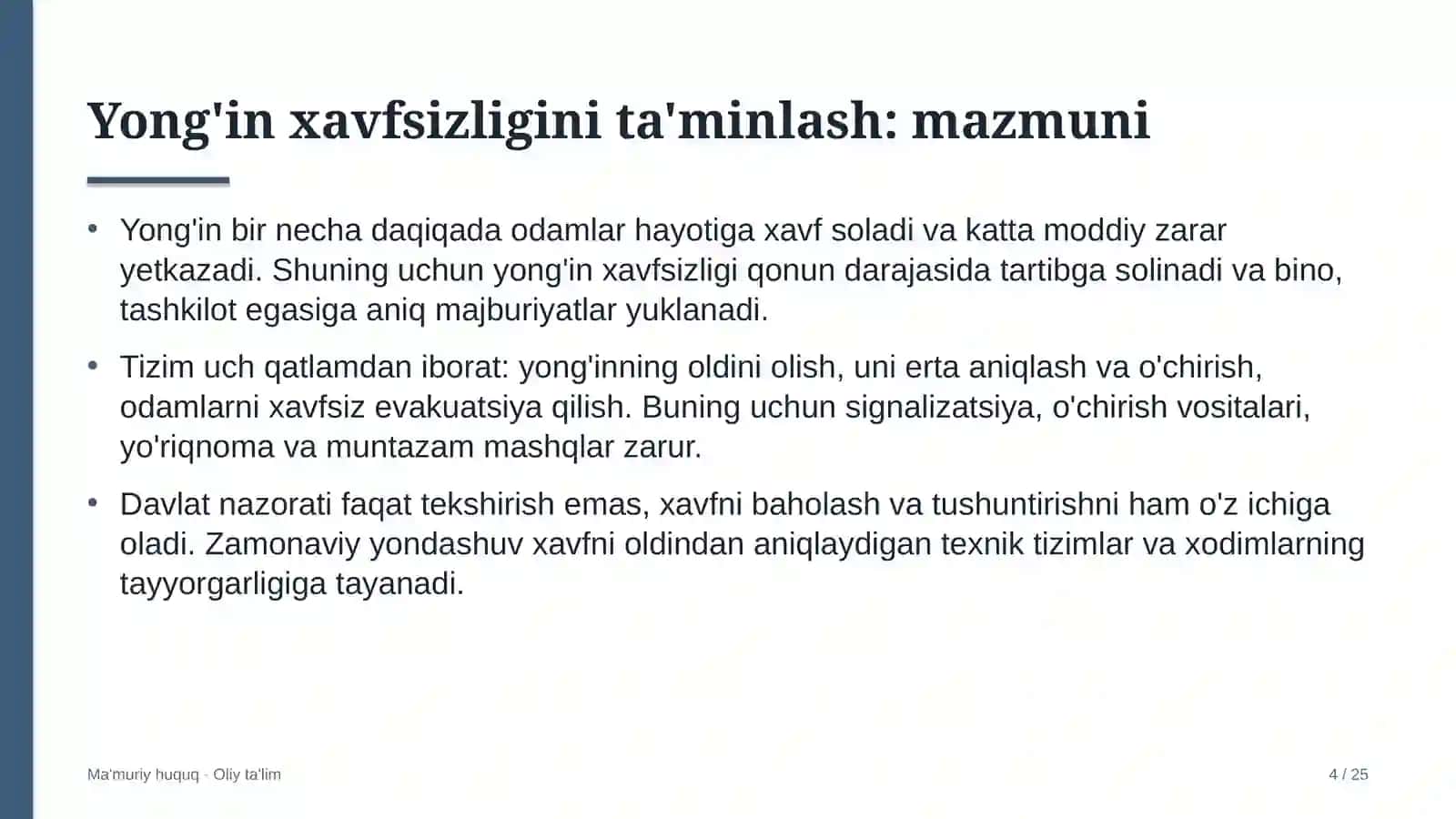 favqulodda vaziyatlar xizmatida yong'in xavfsizligini ta'minlash 8051 4