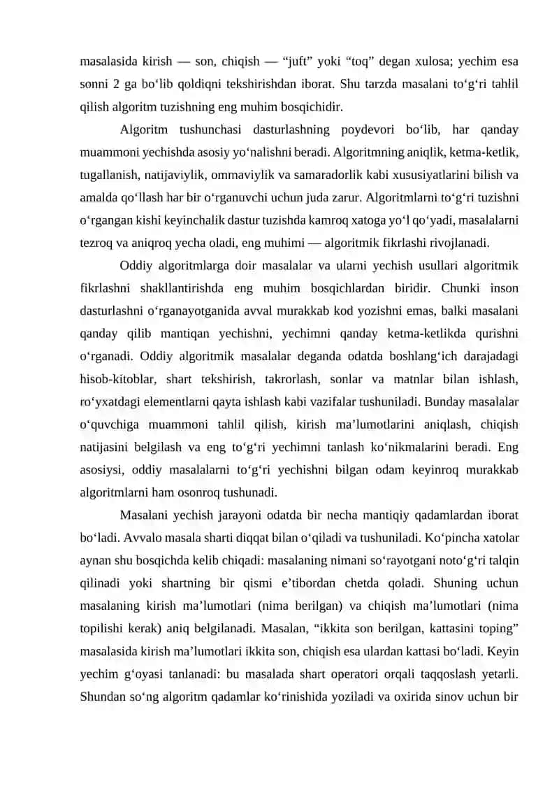 Algoritmlarga doir misollar ishlash 4