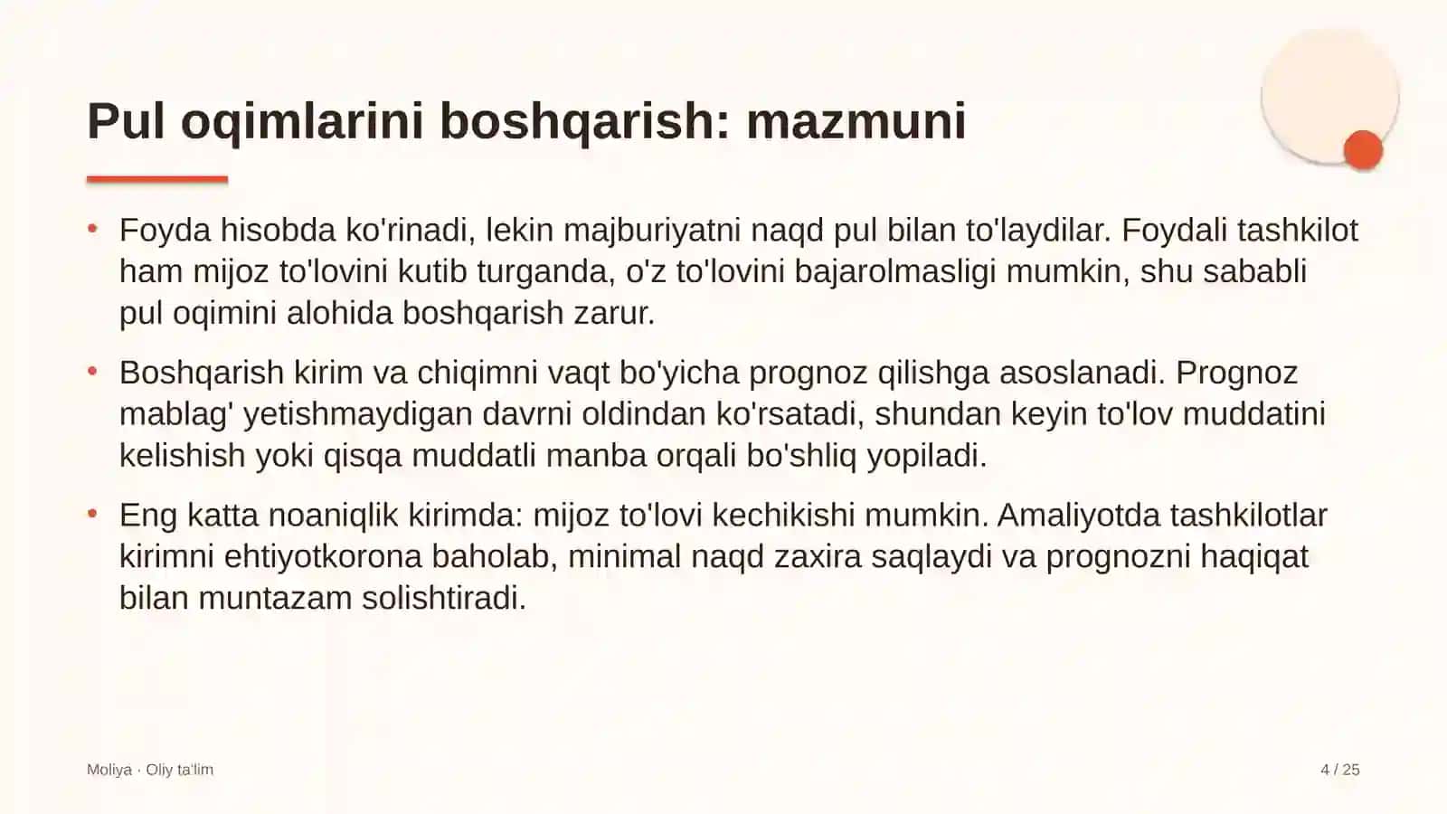 Pul oqimlarini boshqarish: mohiyati 4