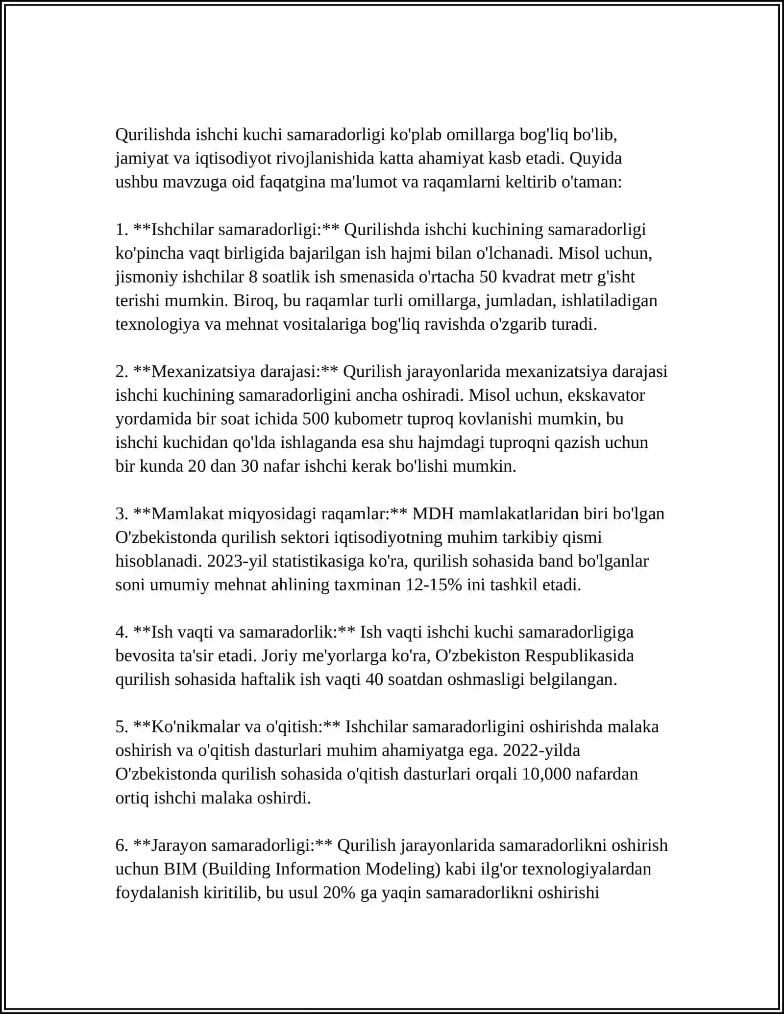 QURILISHDA VAQT NORMALARIDA ISHLAB CHIQARISH NORMALARINI ANIQLASH 4