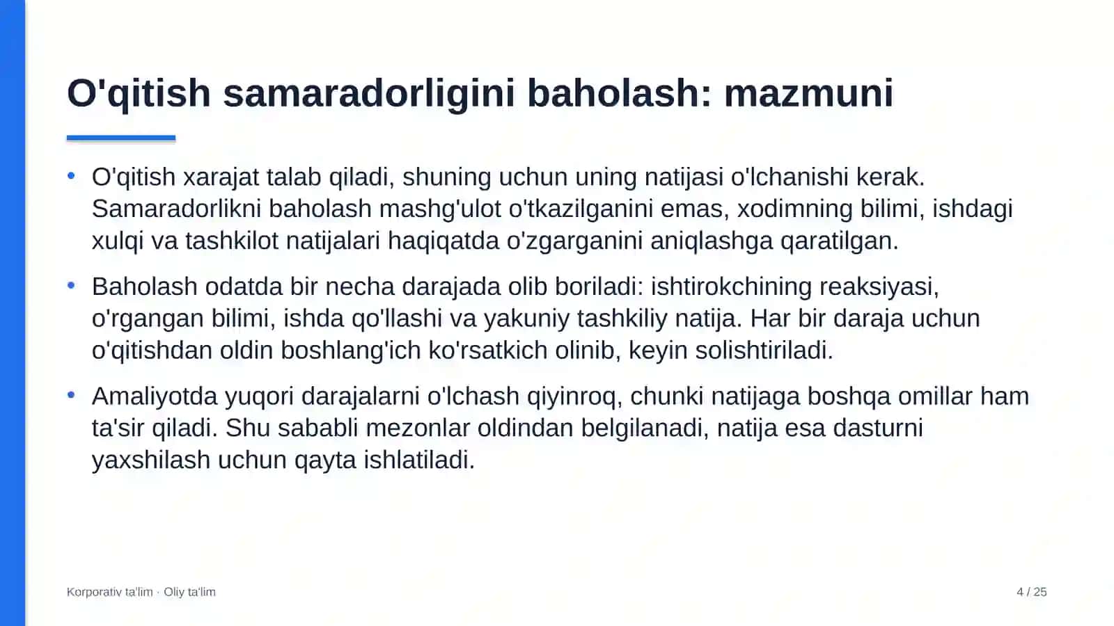 Dehqon bozorlarida o'qitish samaradorligini baholash 4