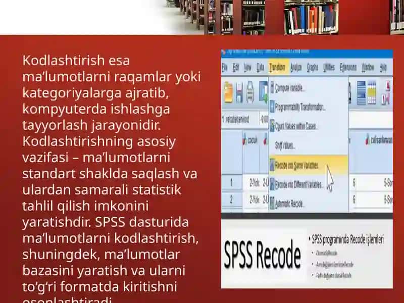 Spss dasturida maʼlumotlarni kodlashtirish 4