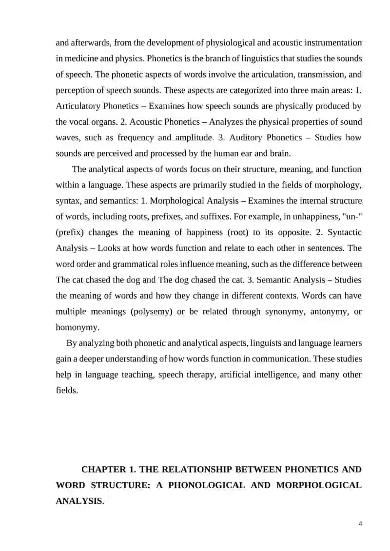 Course Work on Theoritical Aspect of Language 4