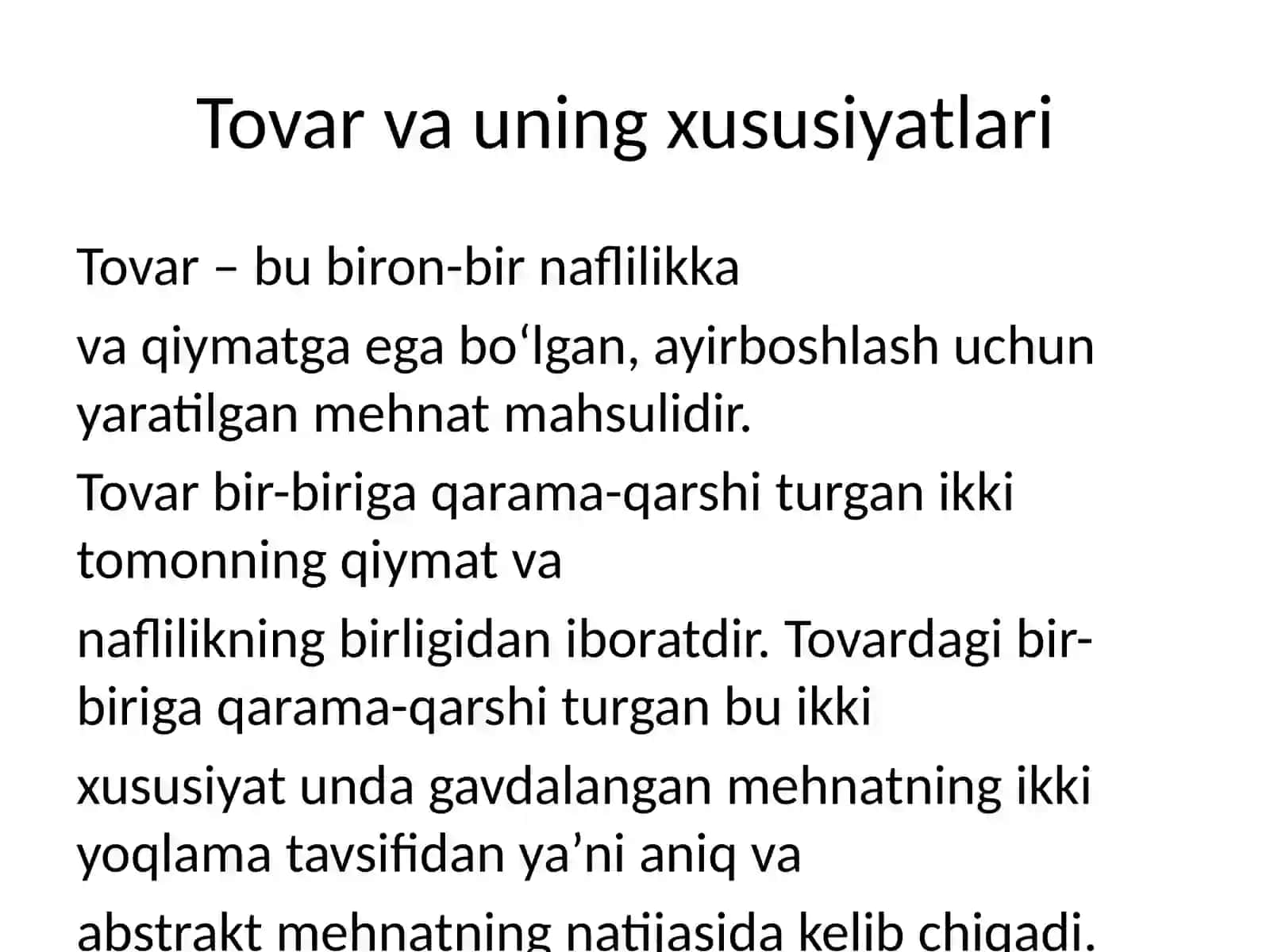 Tovar va uning xususiyatlari 4