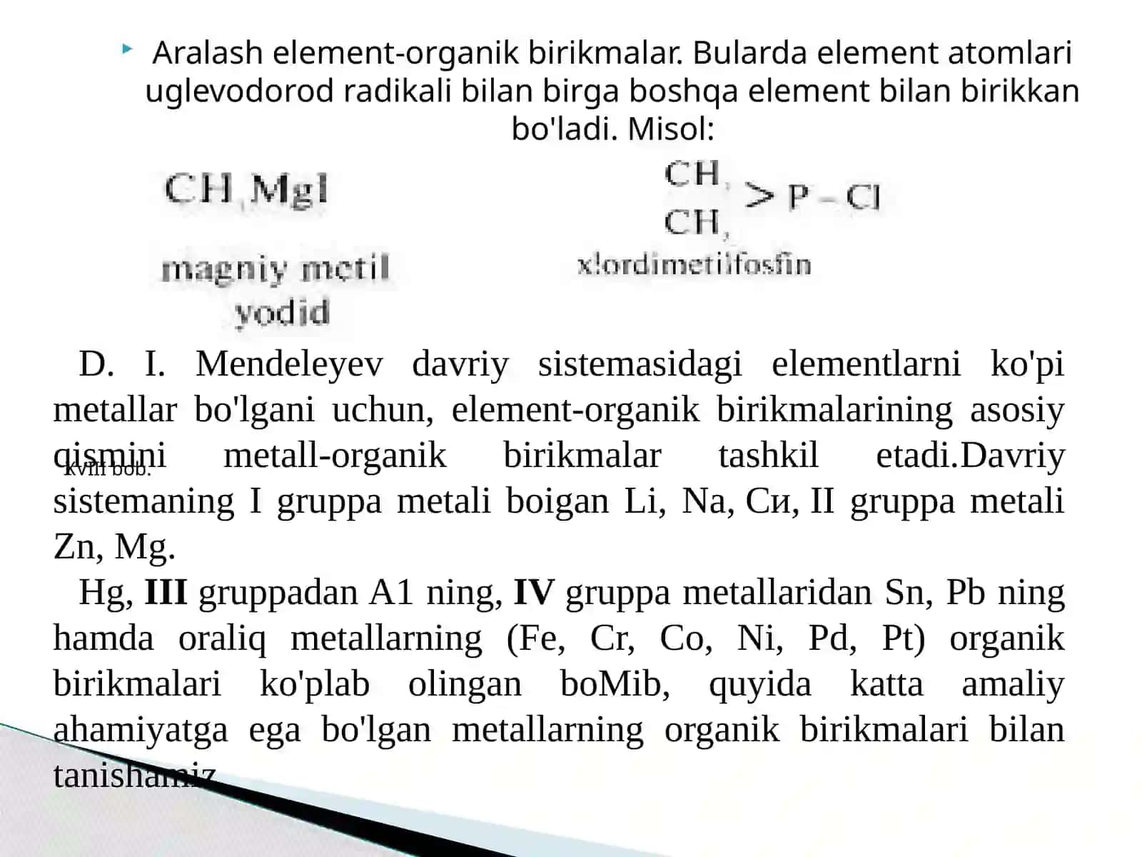 Iguruh metall organik birikmalar 4