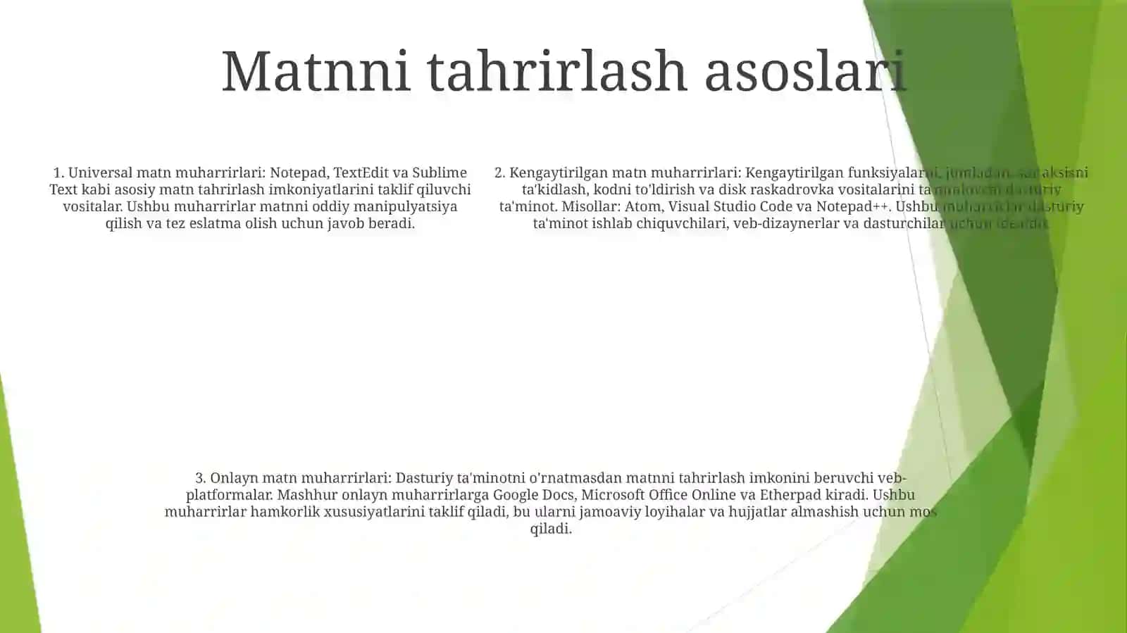 Matnli Hujjatlarni Yaratish Va Qayta Ishlash Asboblar ToʻPlami 4