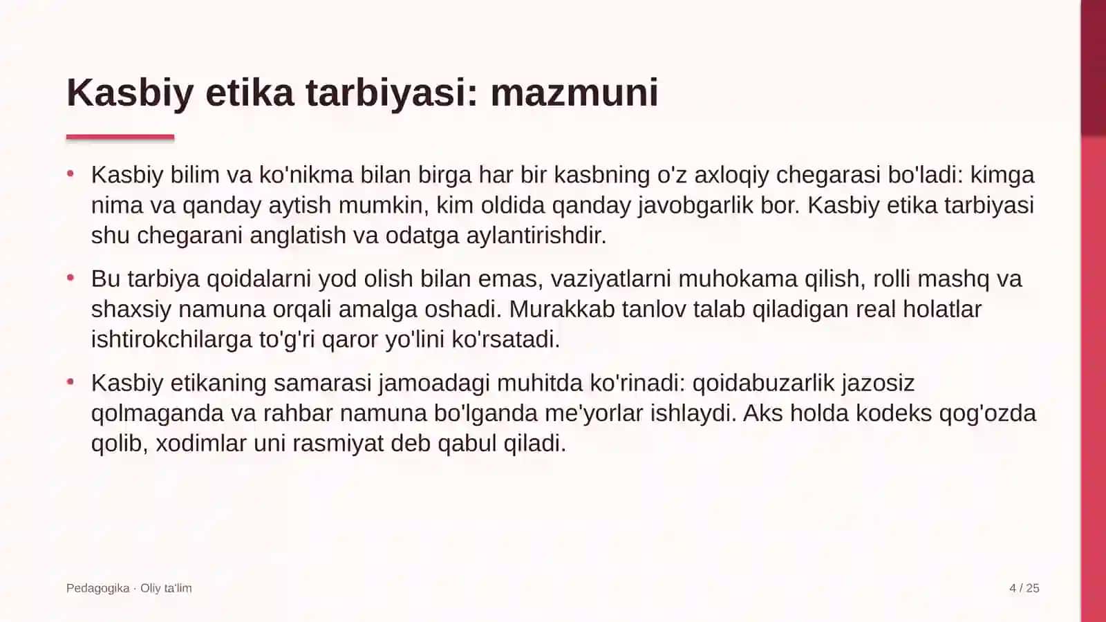 Dilerlik tarmoqlarida kasbiy etika tarbiyasi 4