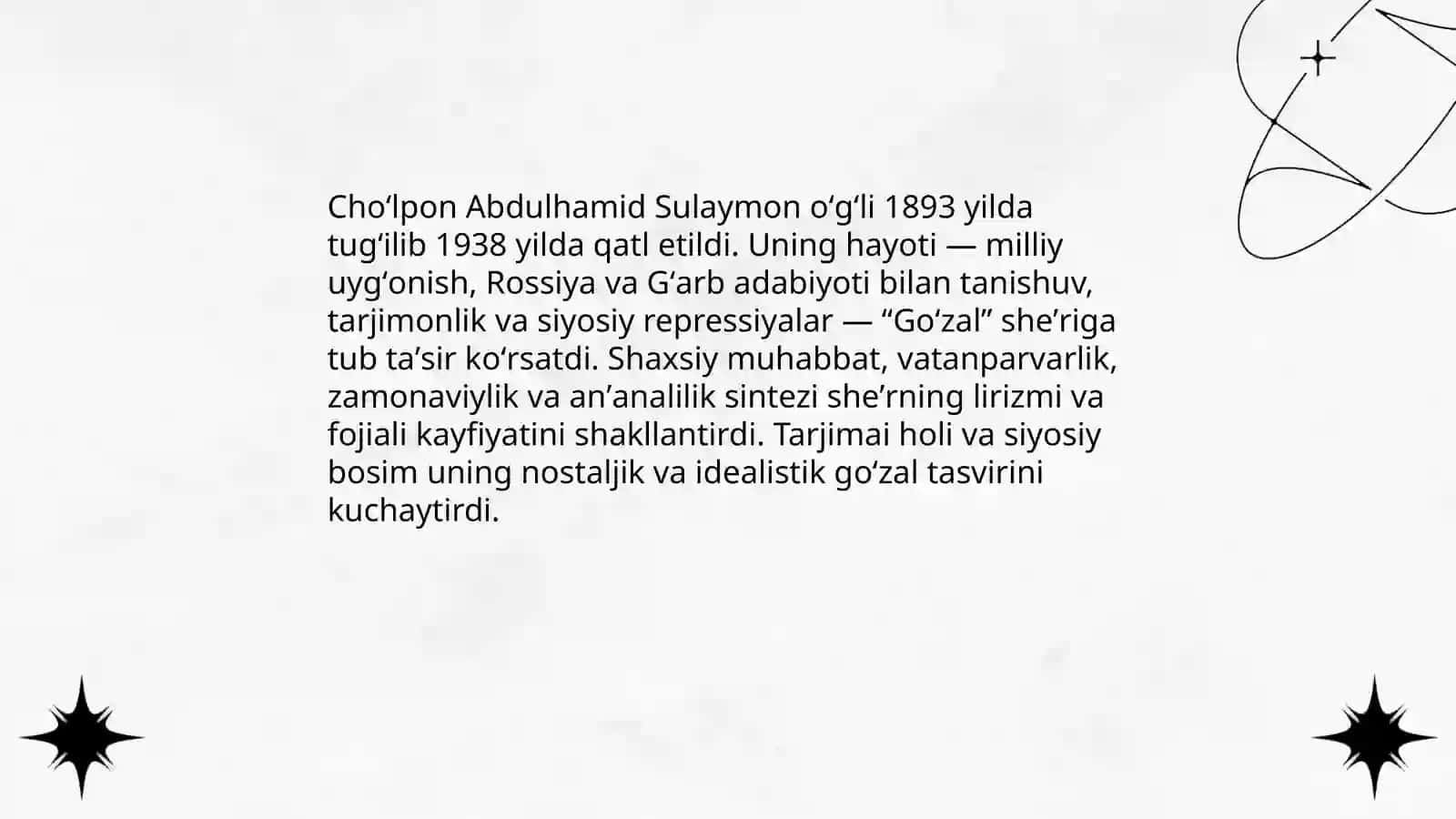 Cho’lponning “Go’zal” she’ri tahlili 4