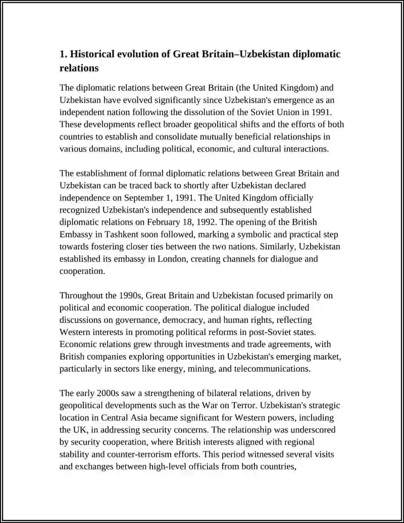 RELATIONSHIP BETWEEN TWO COUNTRIES: GREAT BRITAIN-UZBEKISTAN 4