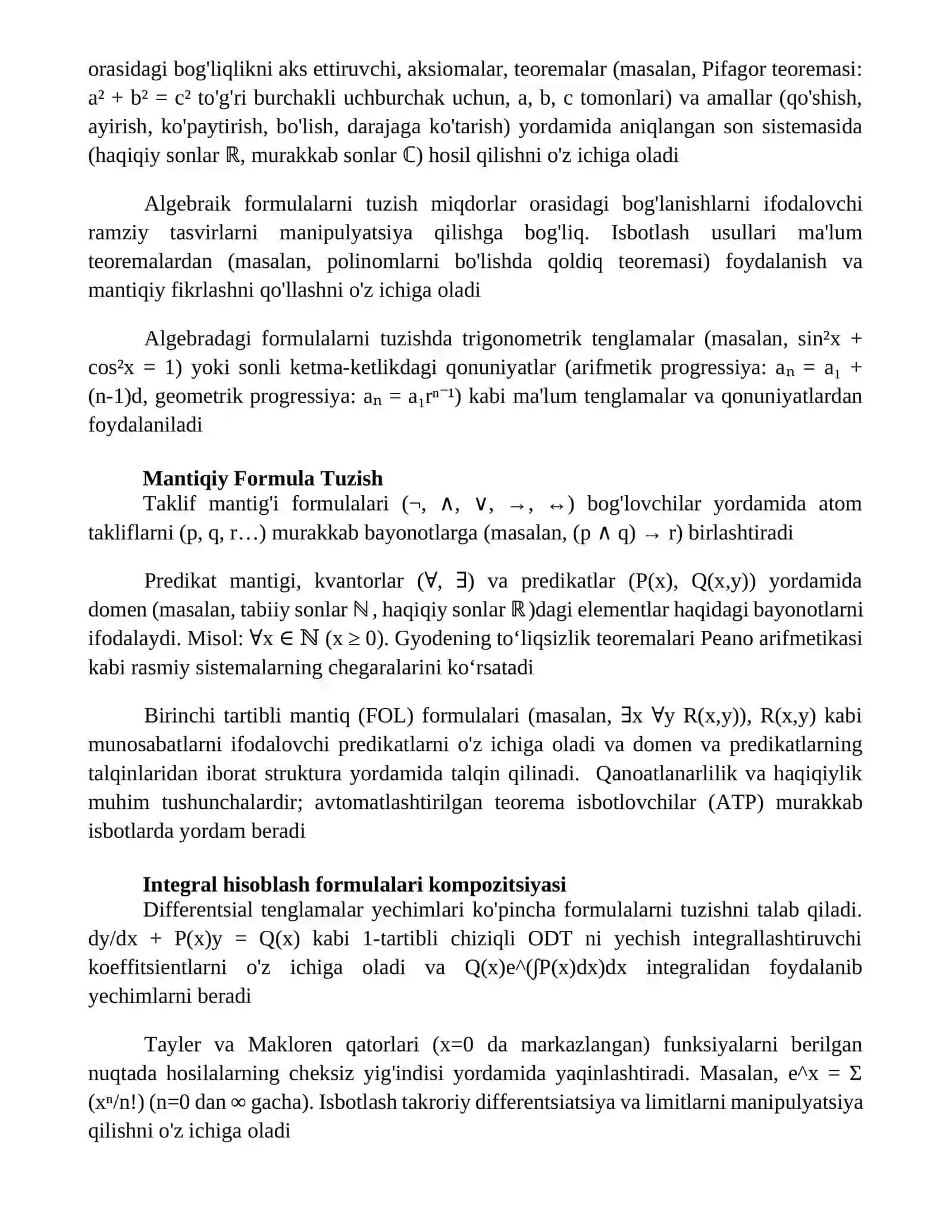 FORMULALAR TURLARI va ISBOTLAR 4