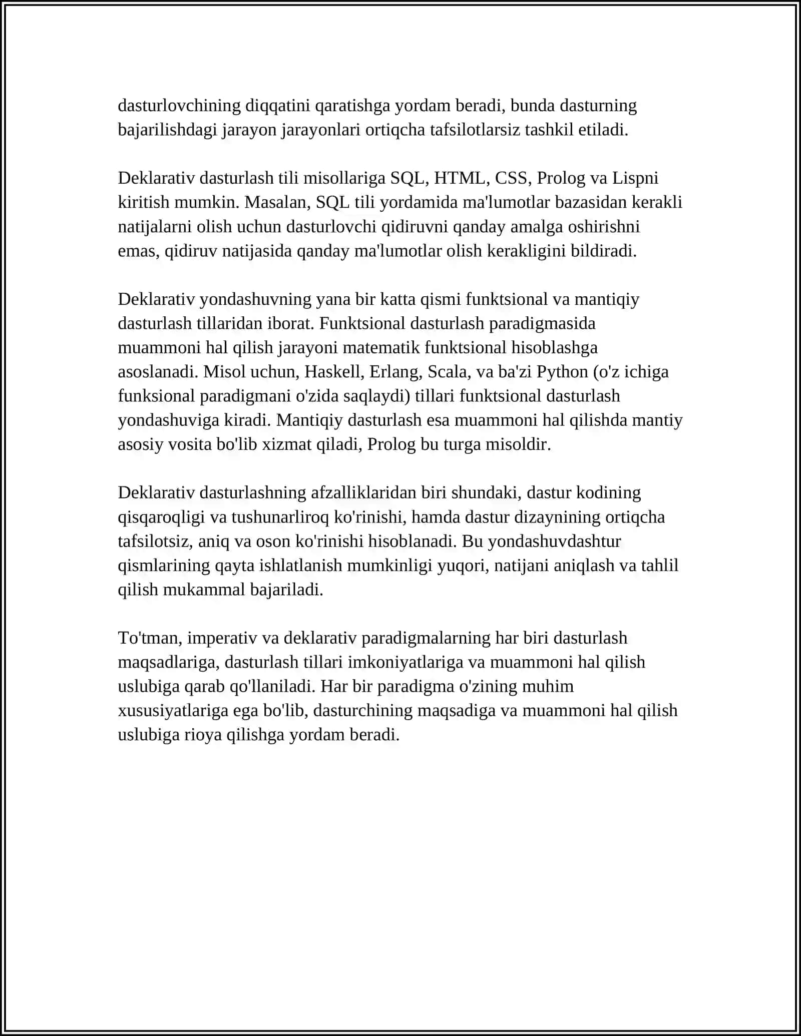 DASTURLASH KLASSIFIKATSIYASI 4