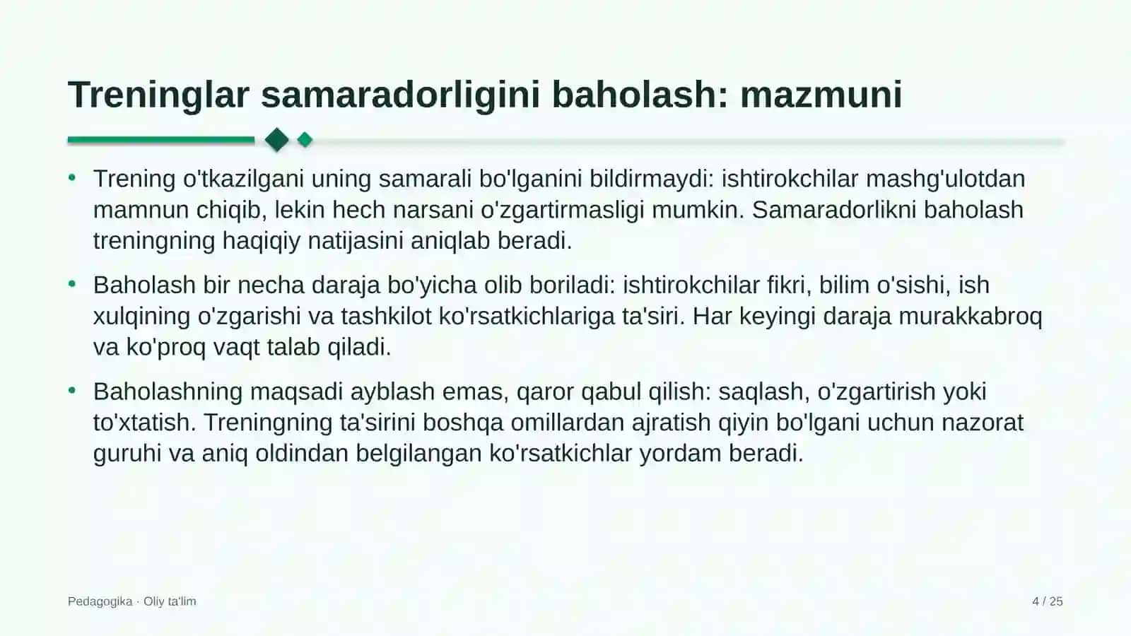 Kompyuter klublarida treninglar samaradorligini baholash 4