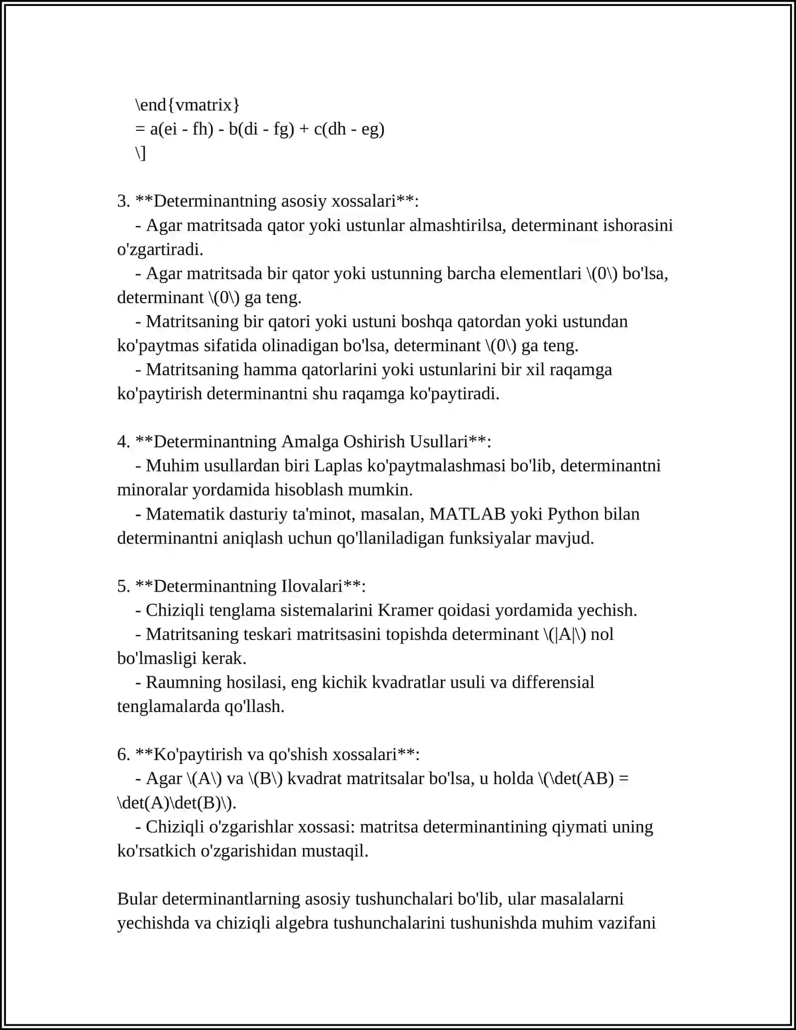 10 TA DETERMINANT 10TA MATRITSA 4