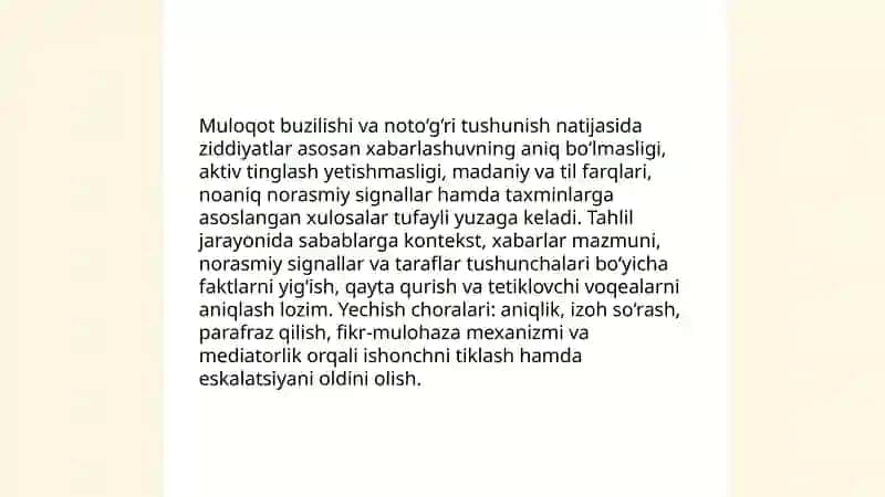 Ziddiyatni yuzaga keltiruvchi vaziyatlar tahlili 4