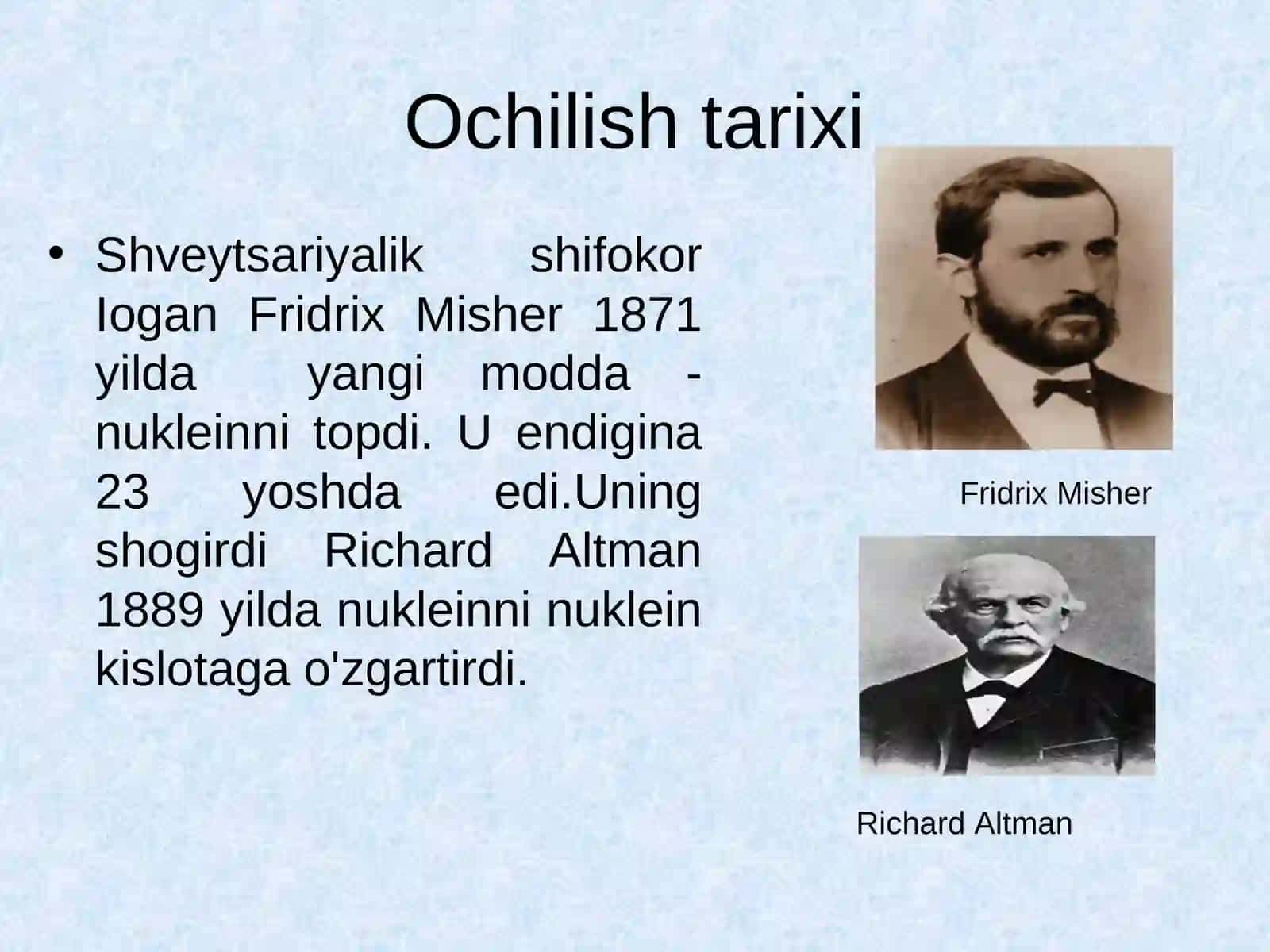 Nuklein kislotalar tuzilishi va funksiyalari. Oqsil biosintezi 4