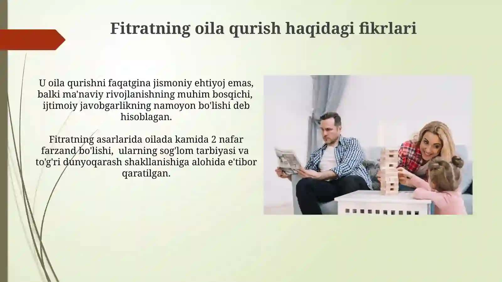 Fitratning oila asaridagi oila qurish va farzand tarbiyasiga oid qarashlari 4
